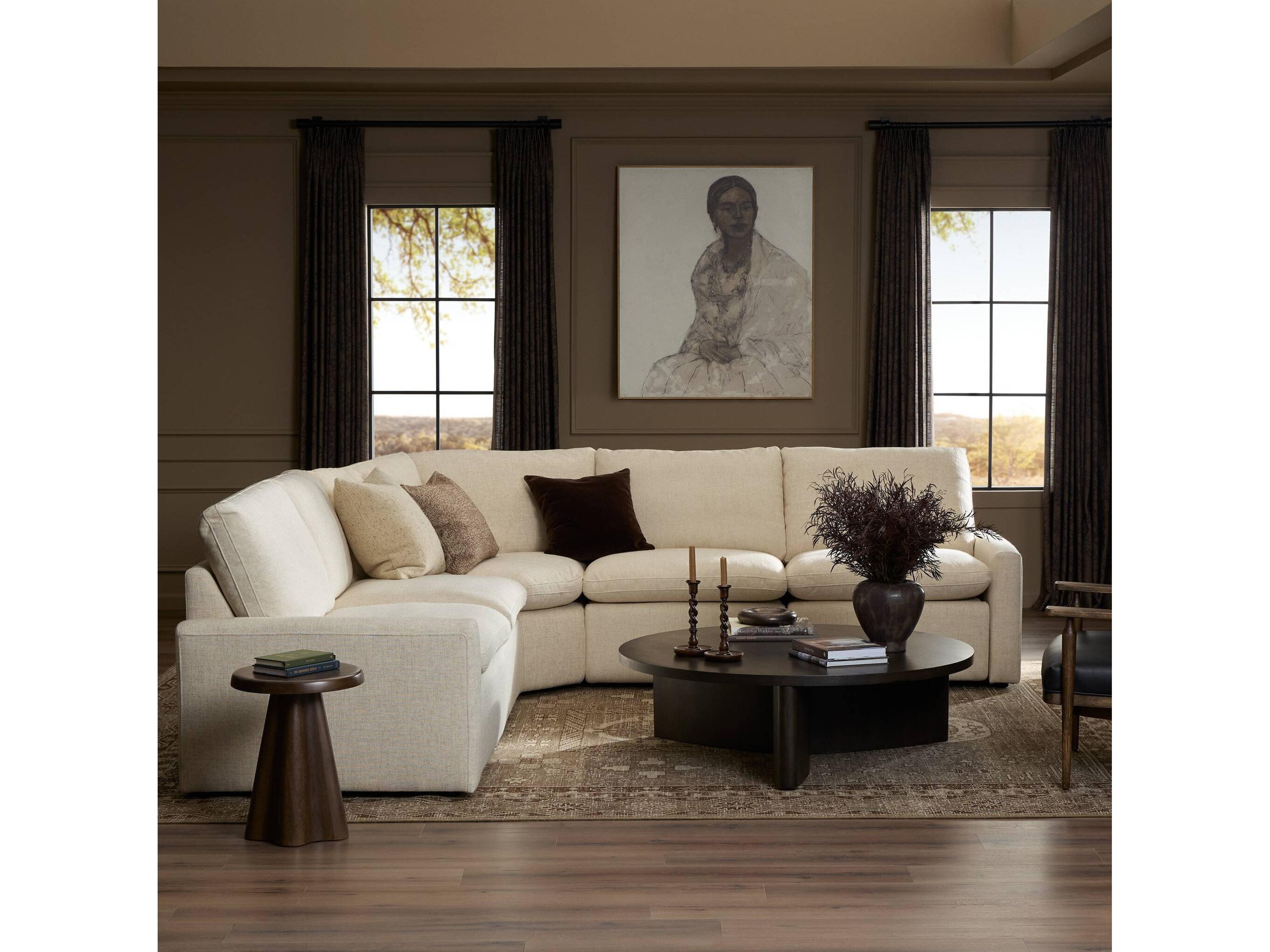 Four Hands Norwood Tillery Power Recliner 5 - Piece Cream Upholstered Sectional Sofa