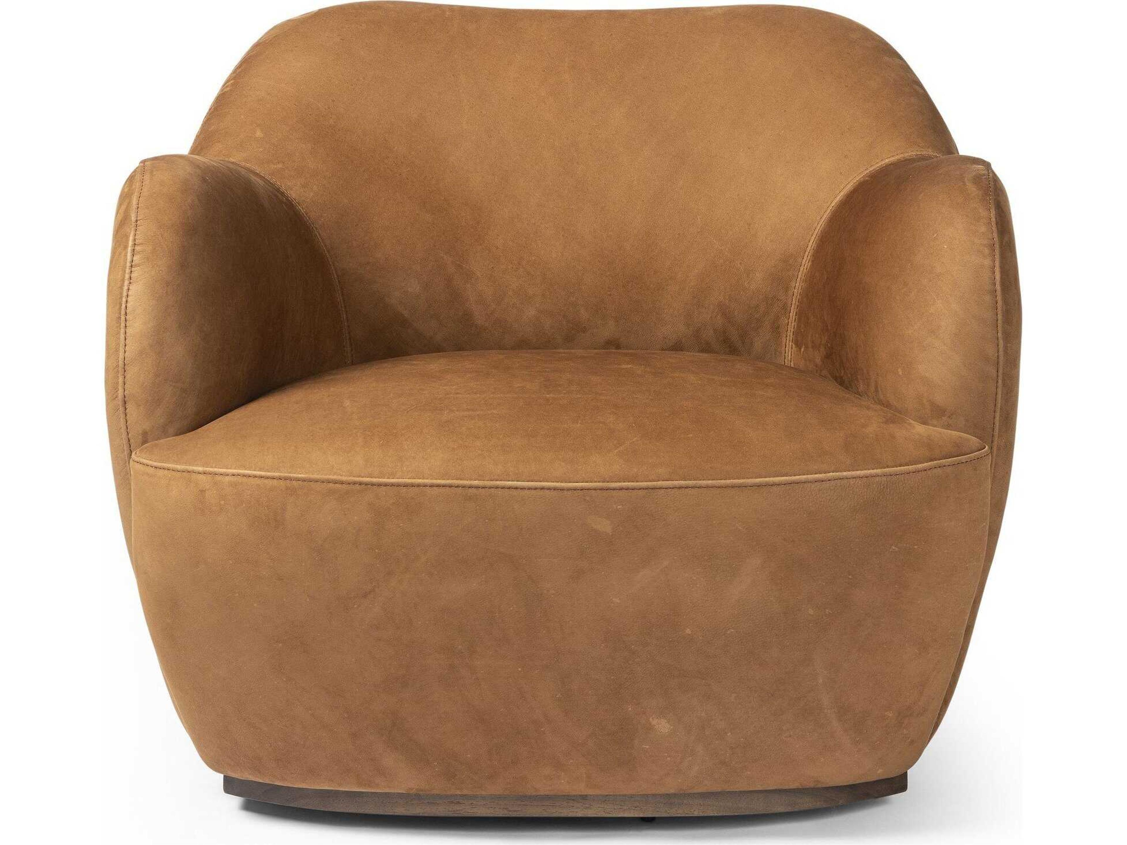 Four Hands Westgate Swivel Brown Leather Accent Chair