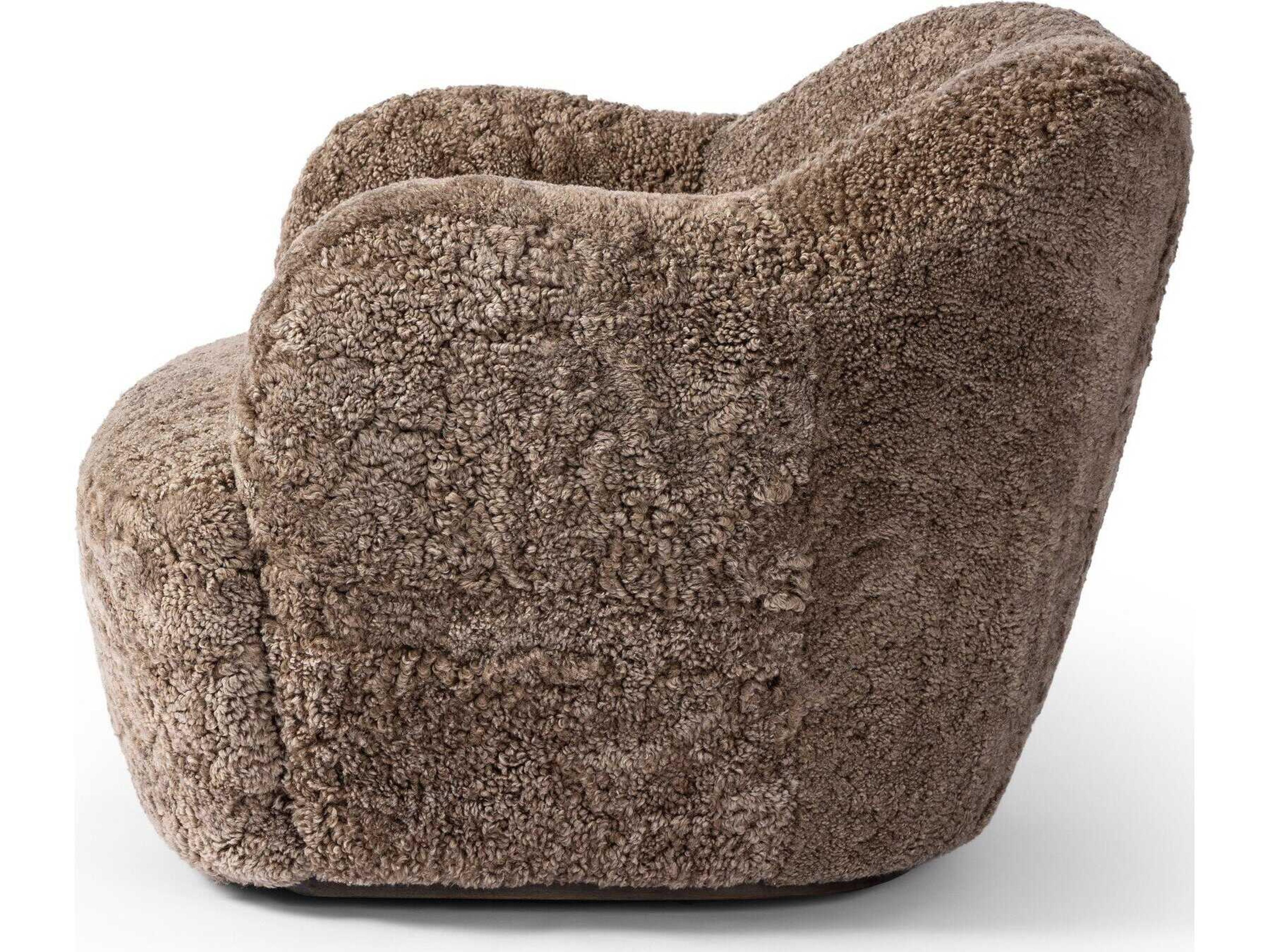 Globetrotter Julius Taupe Shearling Swivel Chair