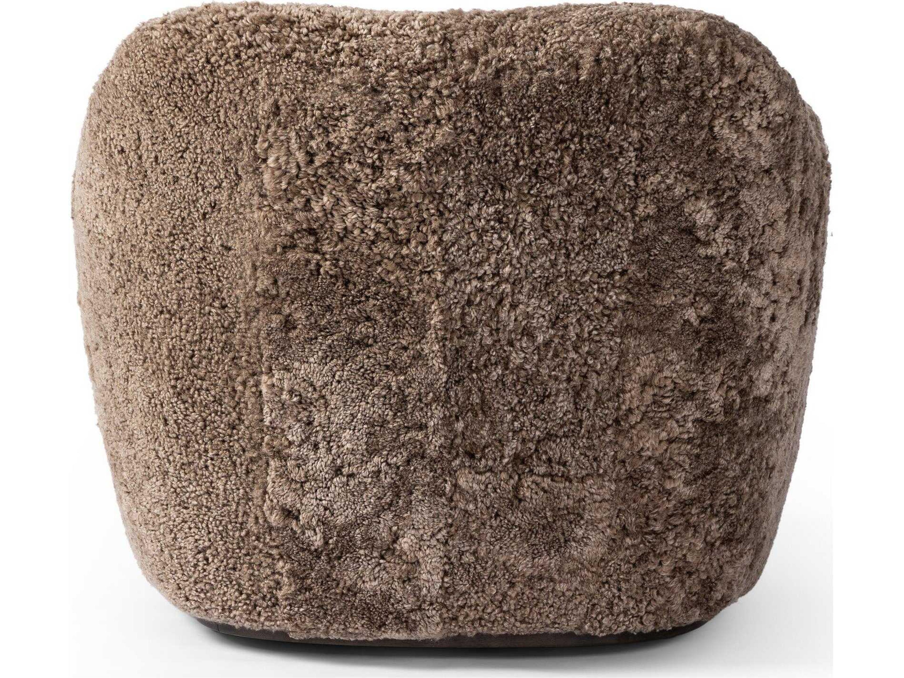 Luxecor Globetrotter Julius Taupe Shearling Swivel Chair