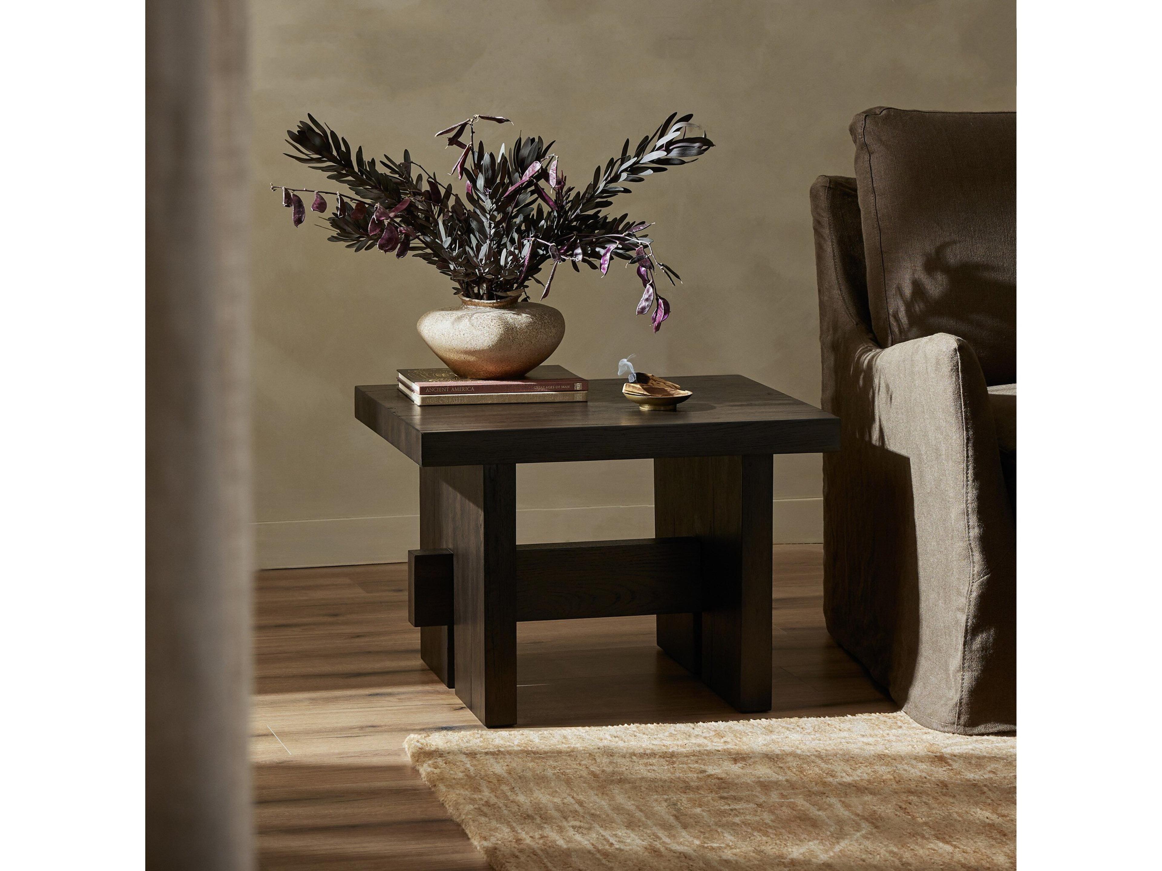 Four Hands Haiden Rectangular Wood Smoked Black Veneer End Table