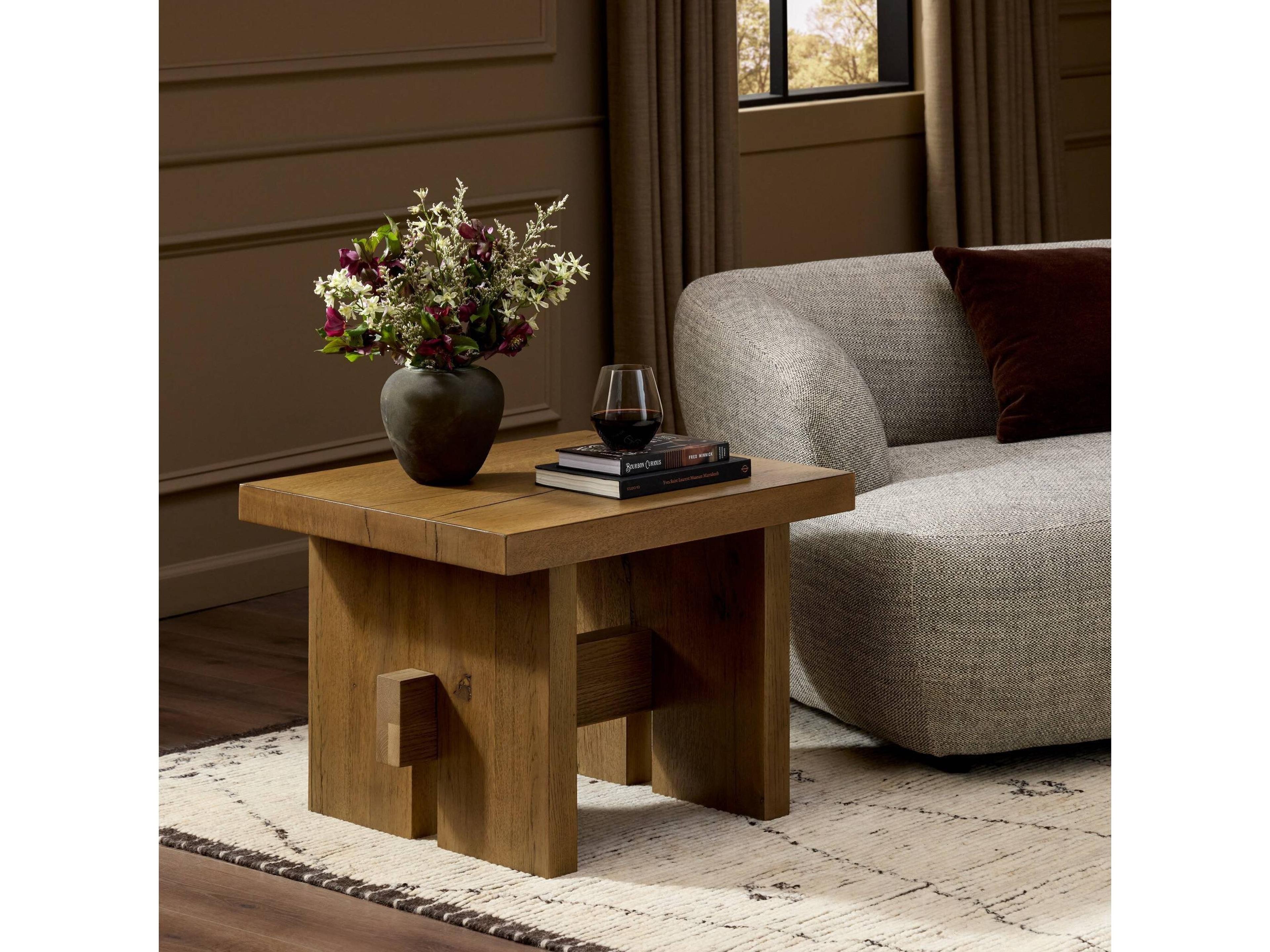 Four Hands Haiden Rectangular Wood Rubbed Light Oak Veneer End Table