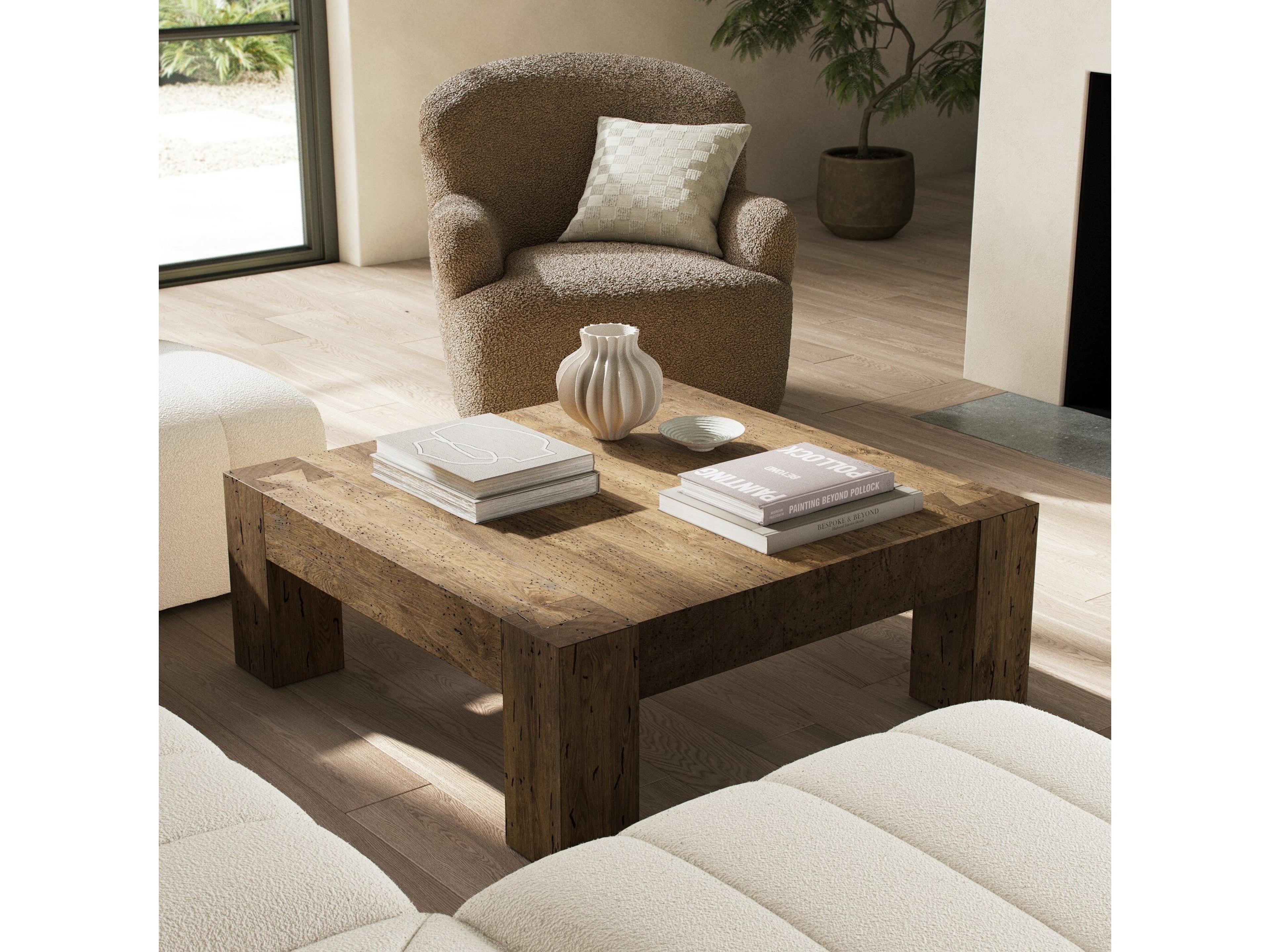 Four Hands Wesson Abaso Square Rustic Wormwood Oak Coffee Table