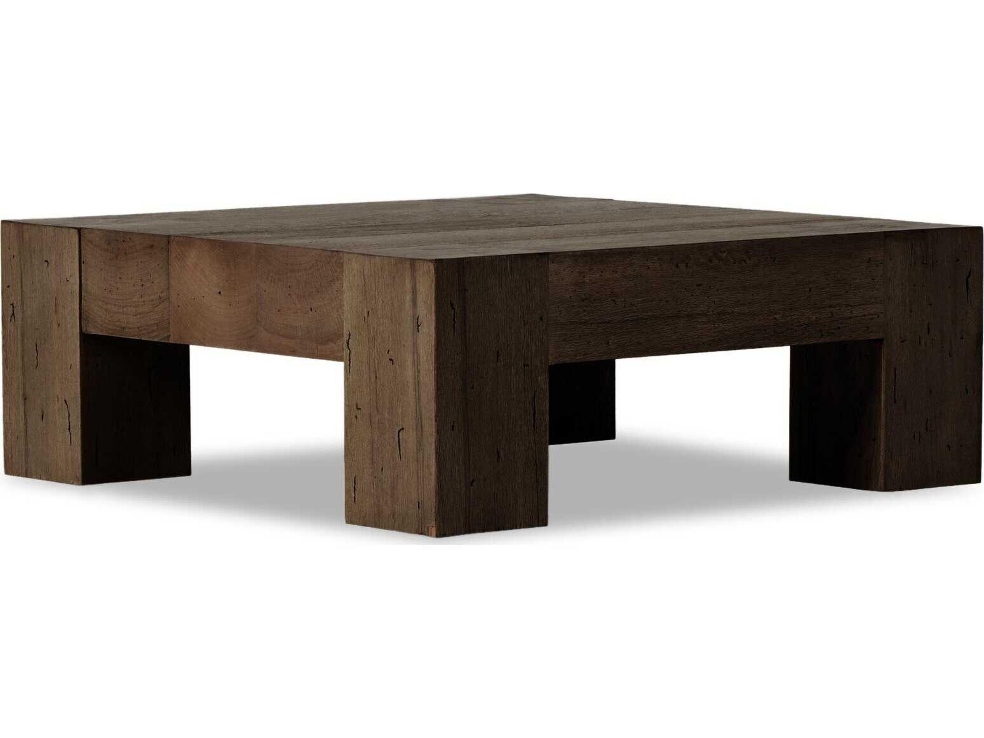 Four Hands Wesson Abaso Square Ebony Rustic Wormwood Oak Coffee Table