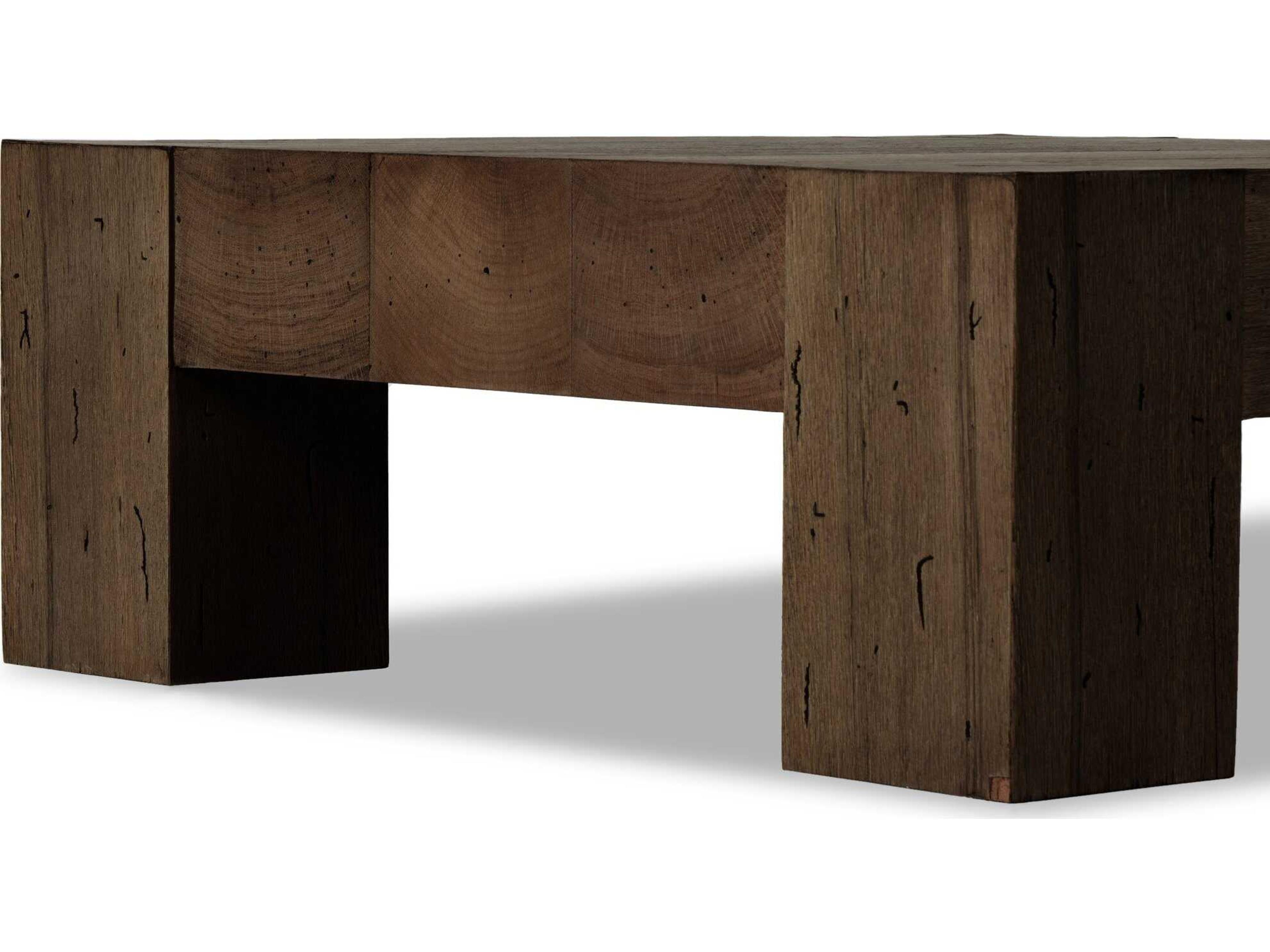 Four Hands Wesson Abaso Square Ebony Rustic Wormwood Oak Coffee Table
