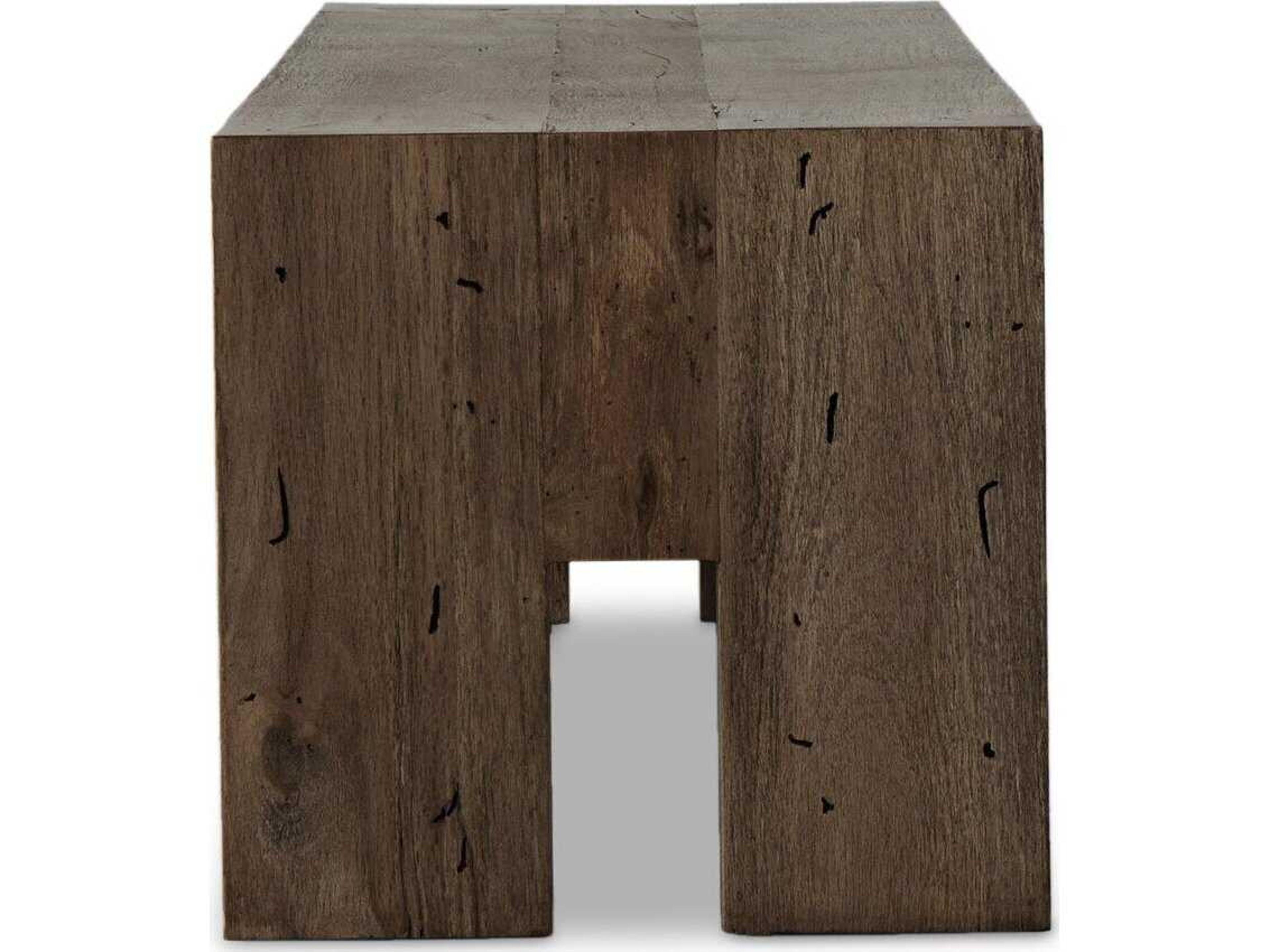 Four Hands Wesson Ebony Rustic Wormwood Oak Black Accent Bench