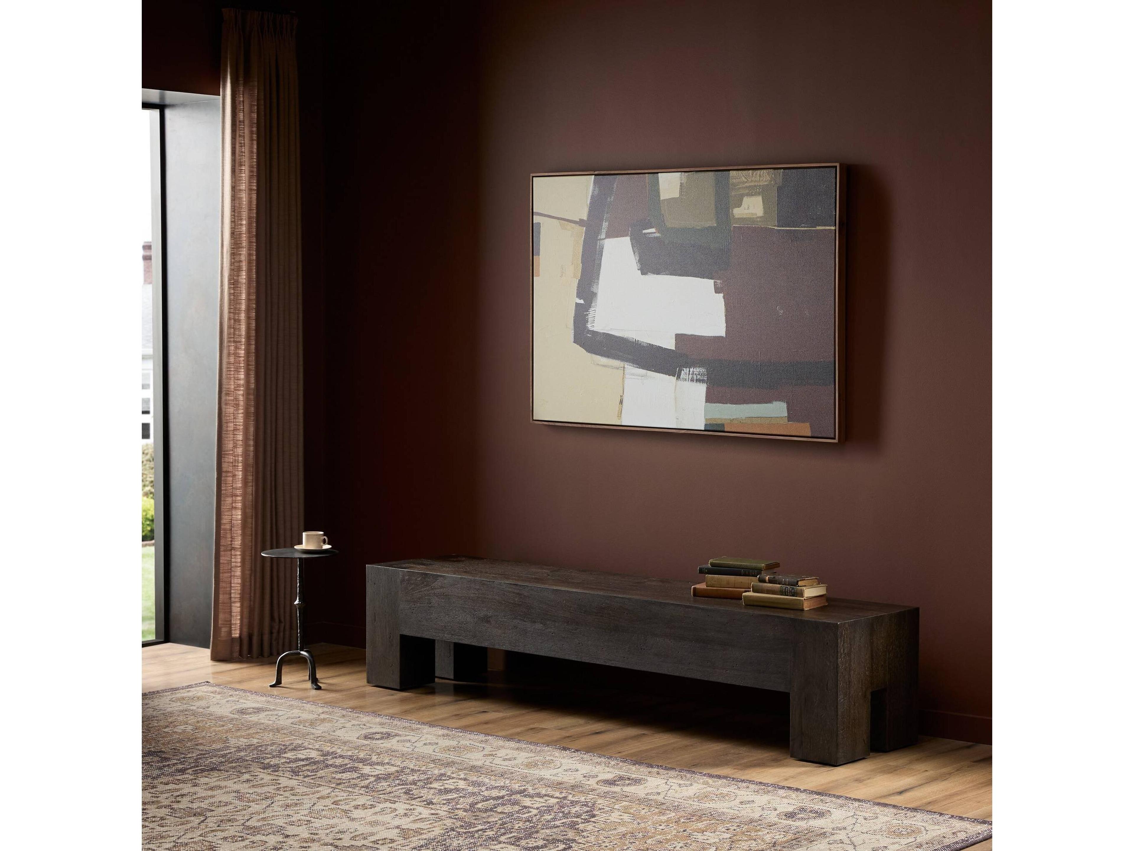 Four Hands Wesson Ebony Rustic Wormwood Oak Black Accent Bench