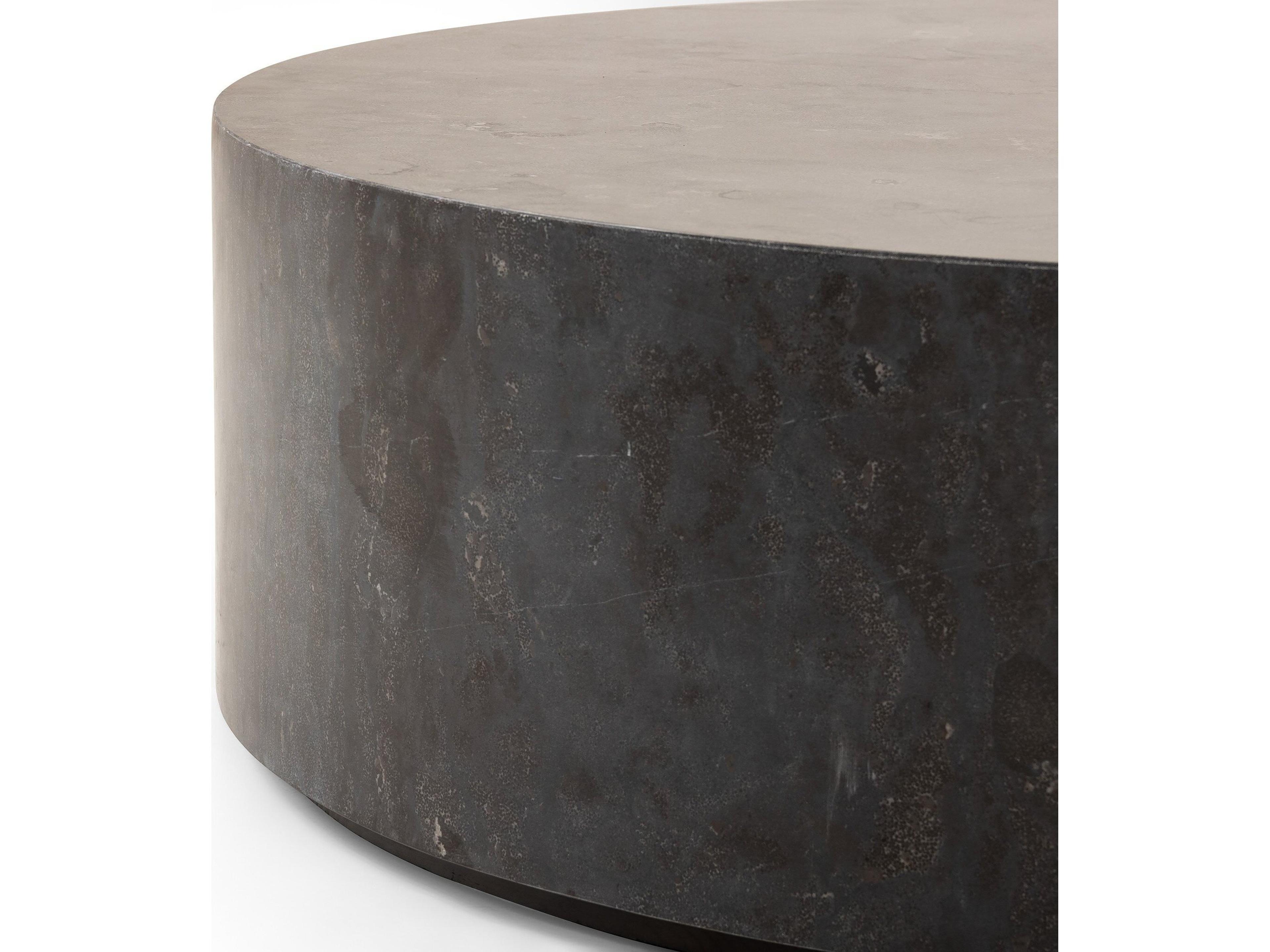 Four Hands Hughes Round Bluestone Coffee Table