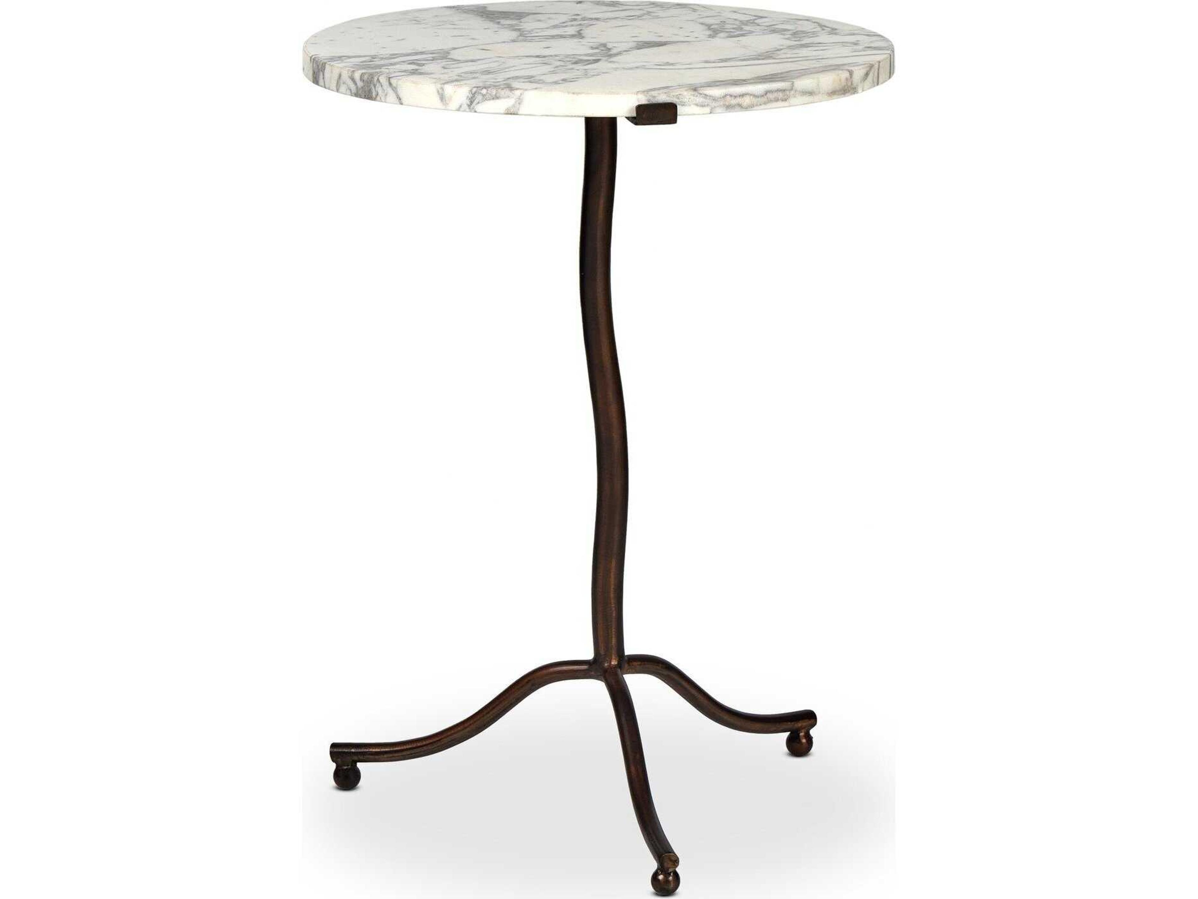 Four Hands Marlow Sophie Veined White Marble End Table