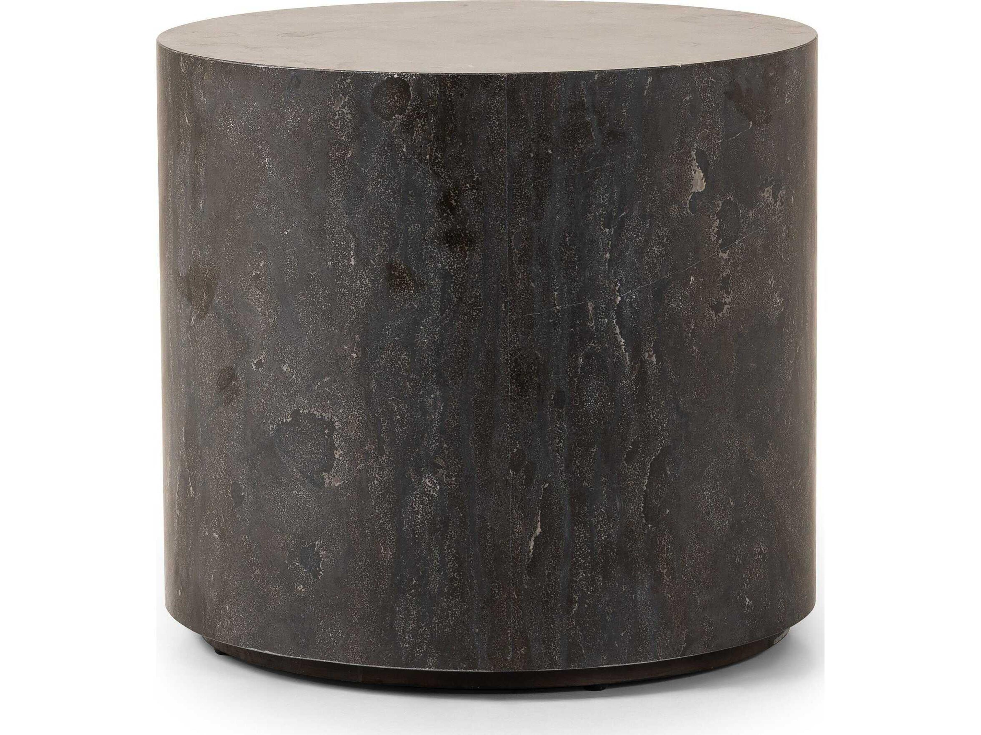 Four Hands Hughes Round Bluestone End Table