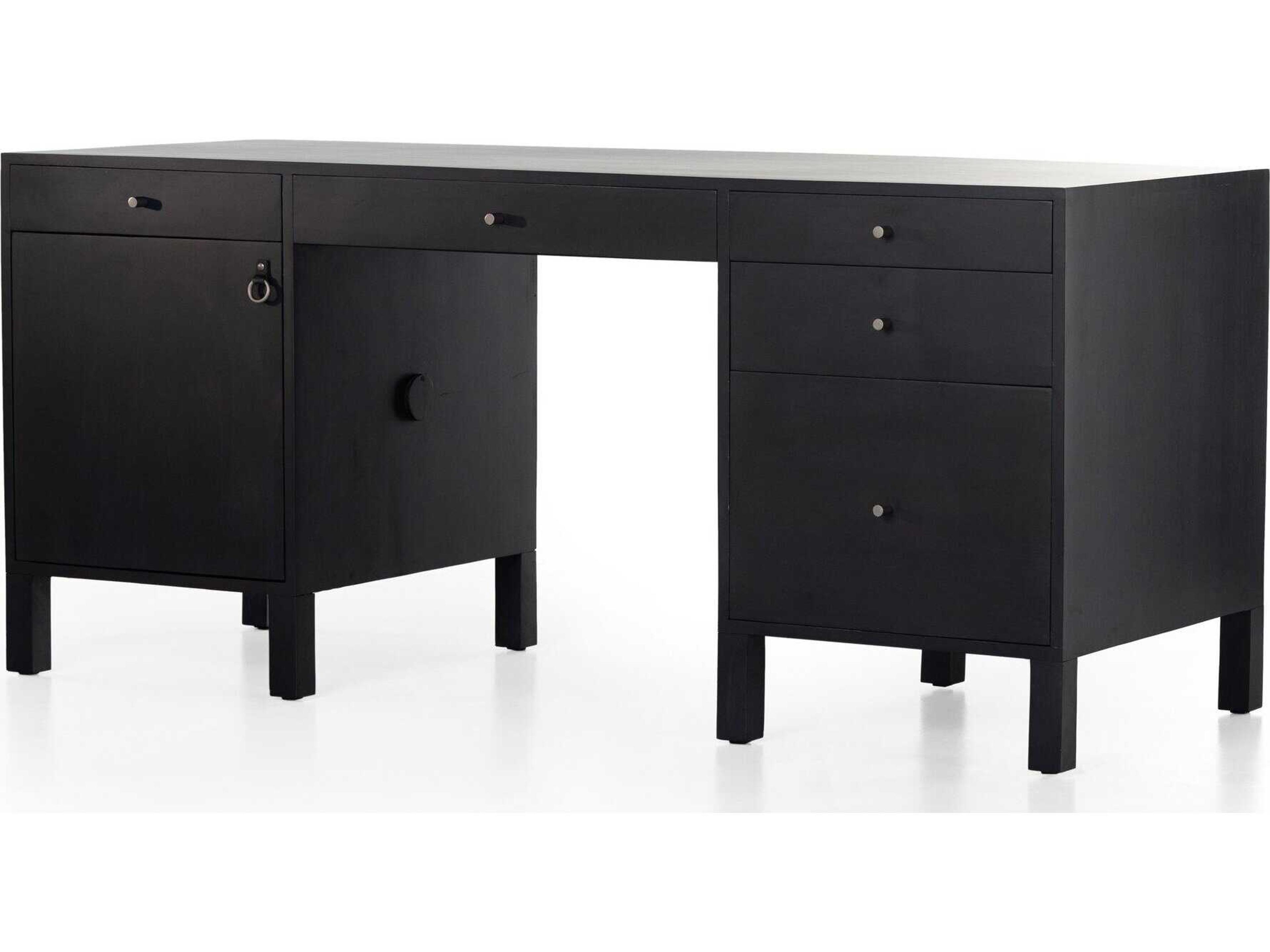 Fulton Isador Black Wash Poplar Wood Executive Desk