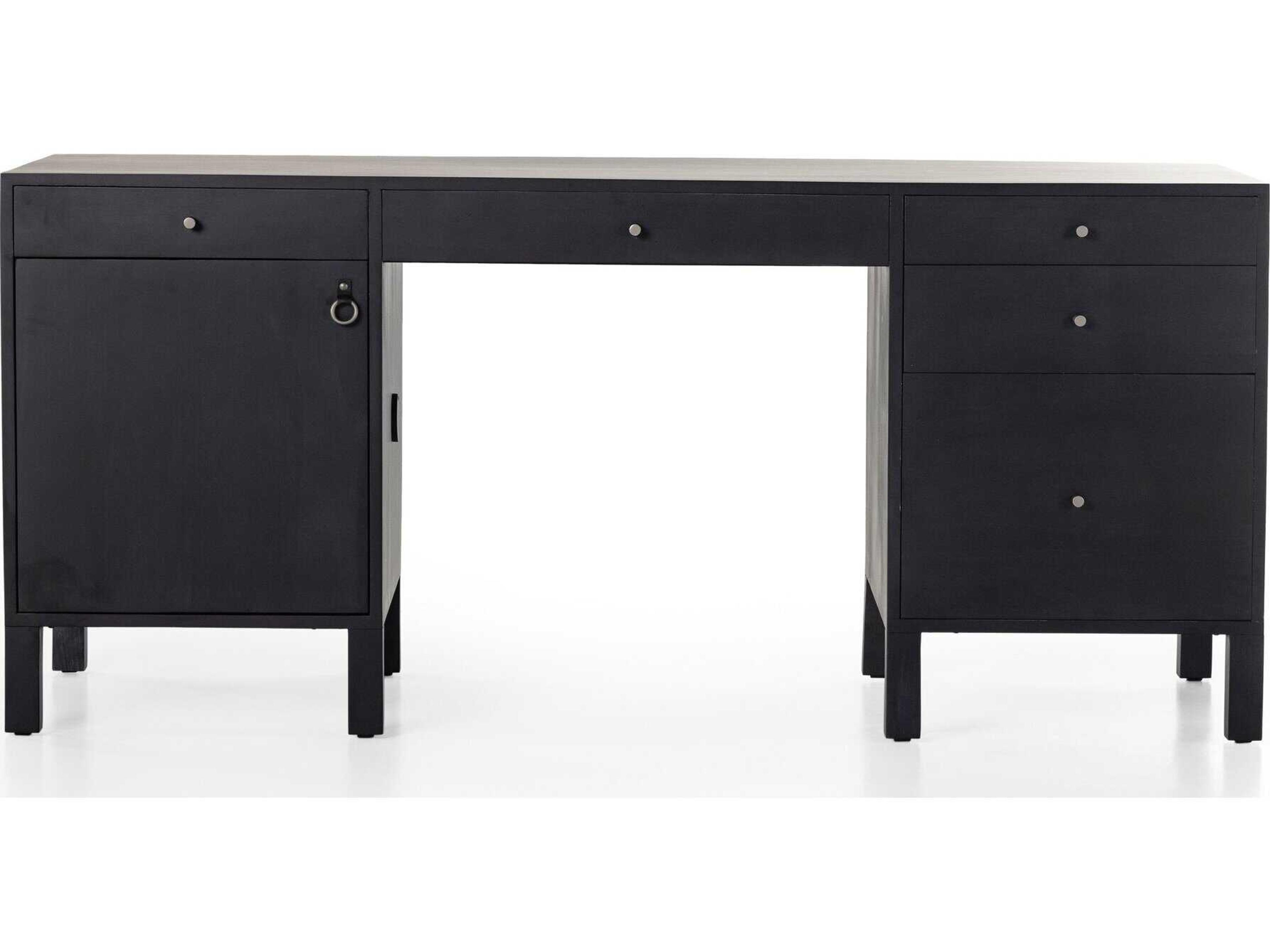 Four Hands Fulton Isador Black Wash Poplar Wood Executive Desk