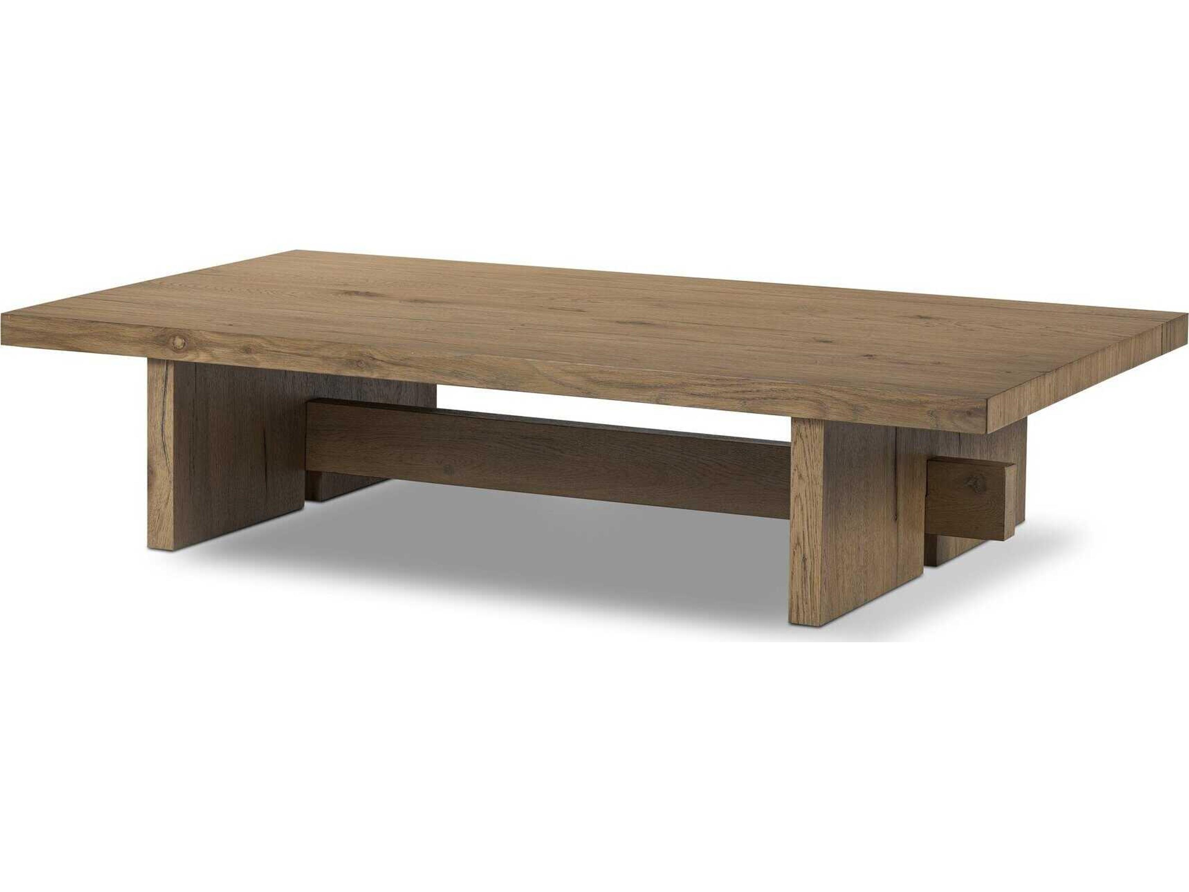 Haiden Rectangular Wood Rubbed Light Oak Veneer Coffee Table