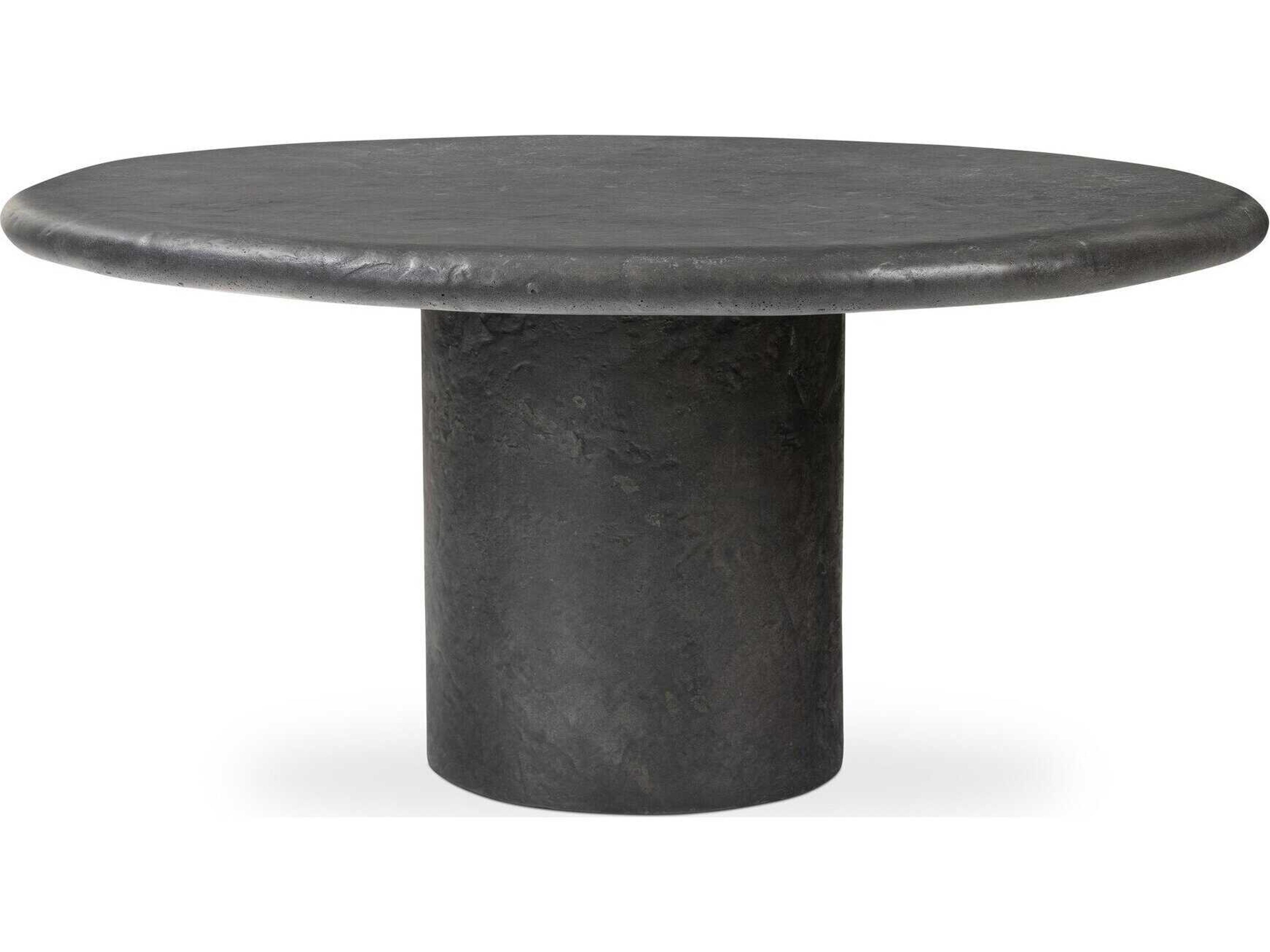 Chandler Round Textured Black Concrete Coffee Table