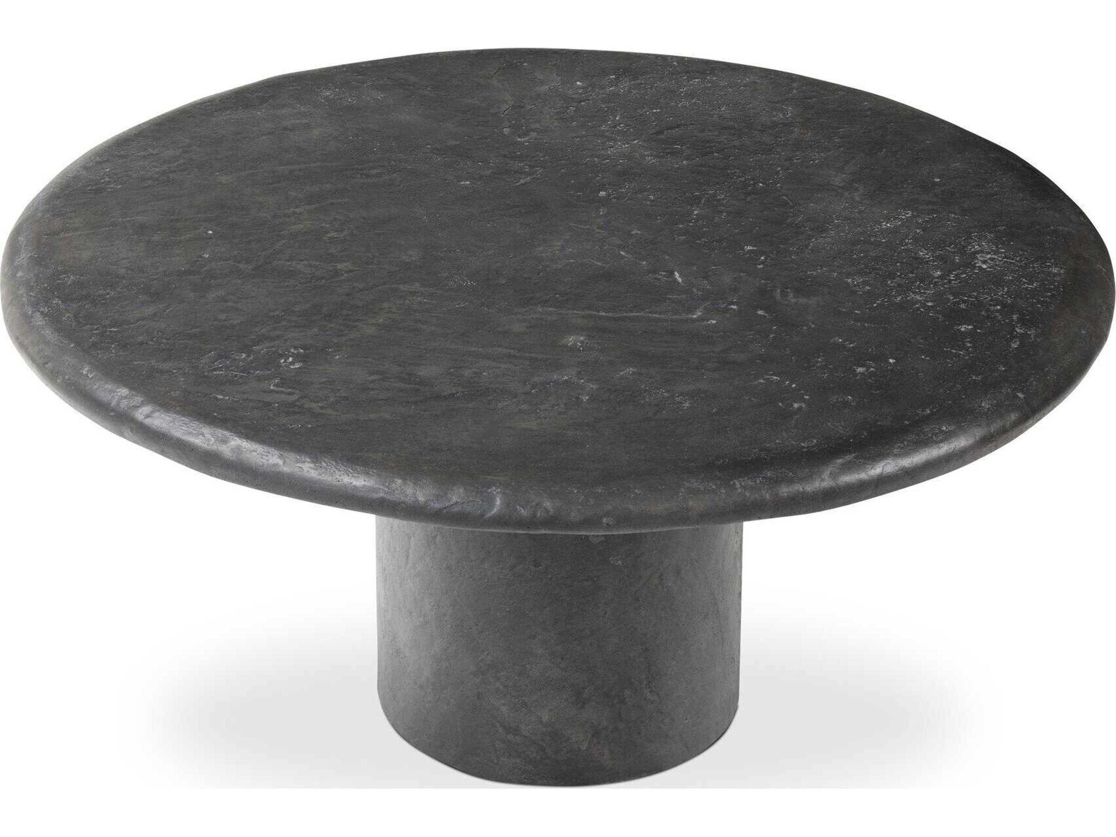 Four Hands Chandler Round Textured Black Concrete Coffee Table