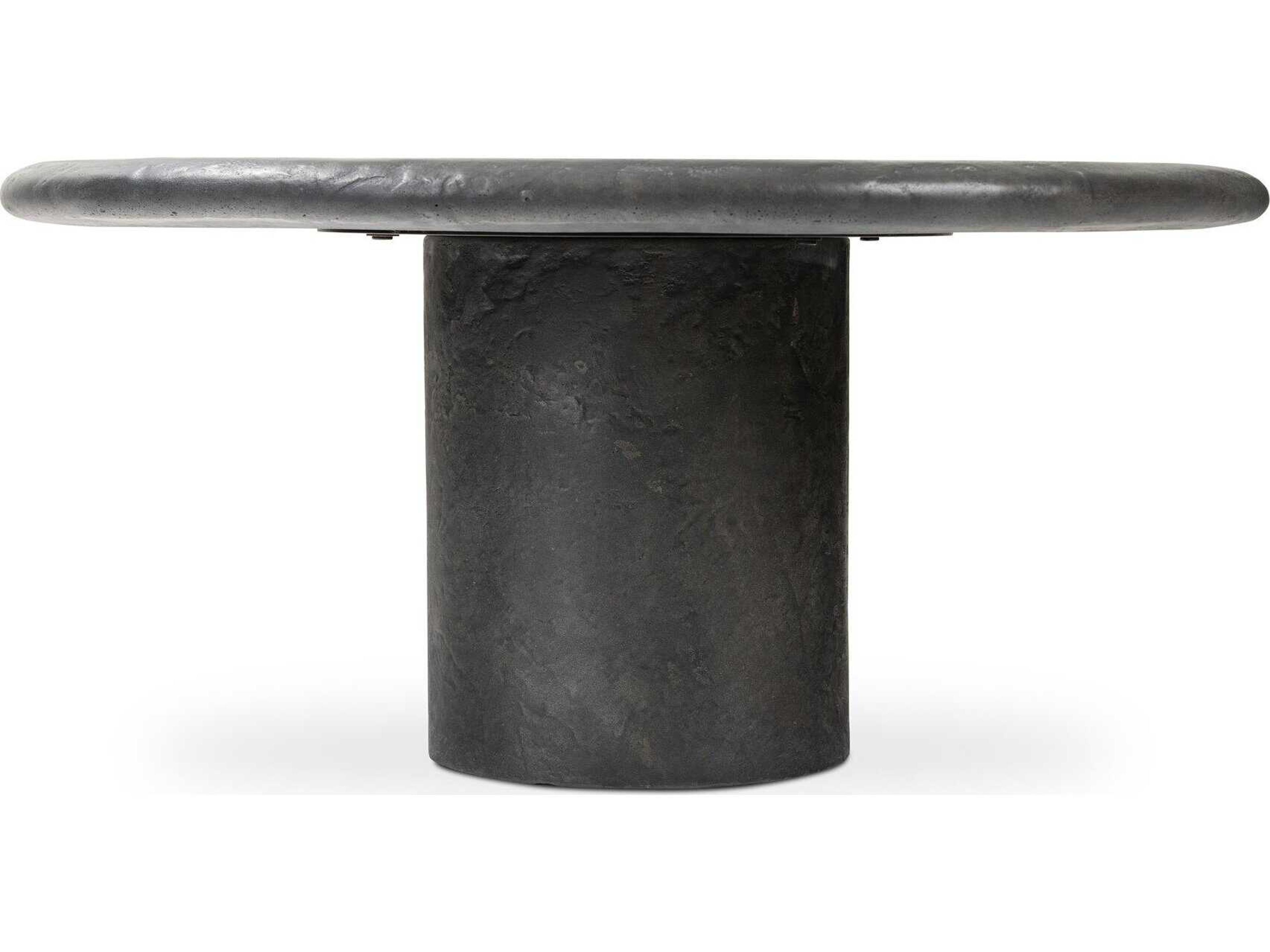 Four Hands Chandler Round Textured Black Concrete Coffee Table