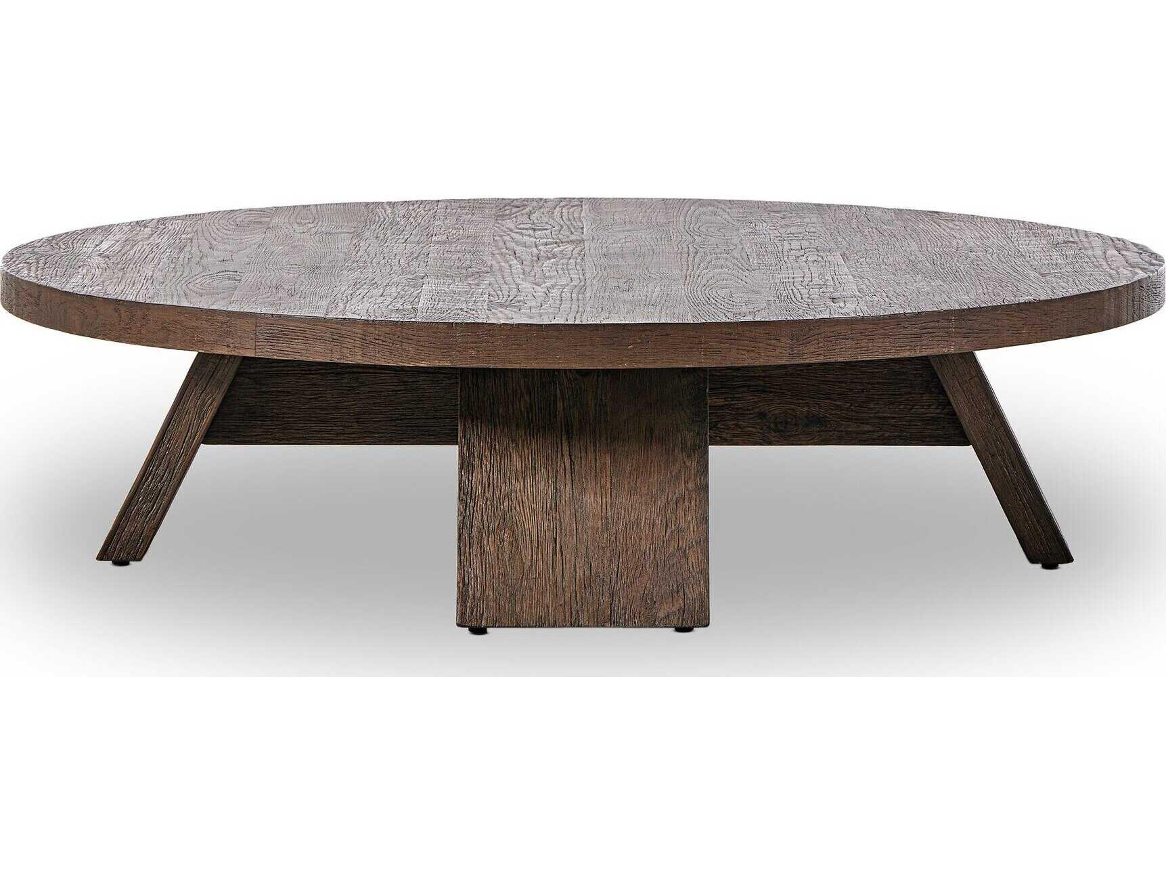 Four Hands Irondale Round Wood Ashen Oak Resawn Coffee Table