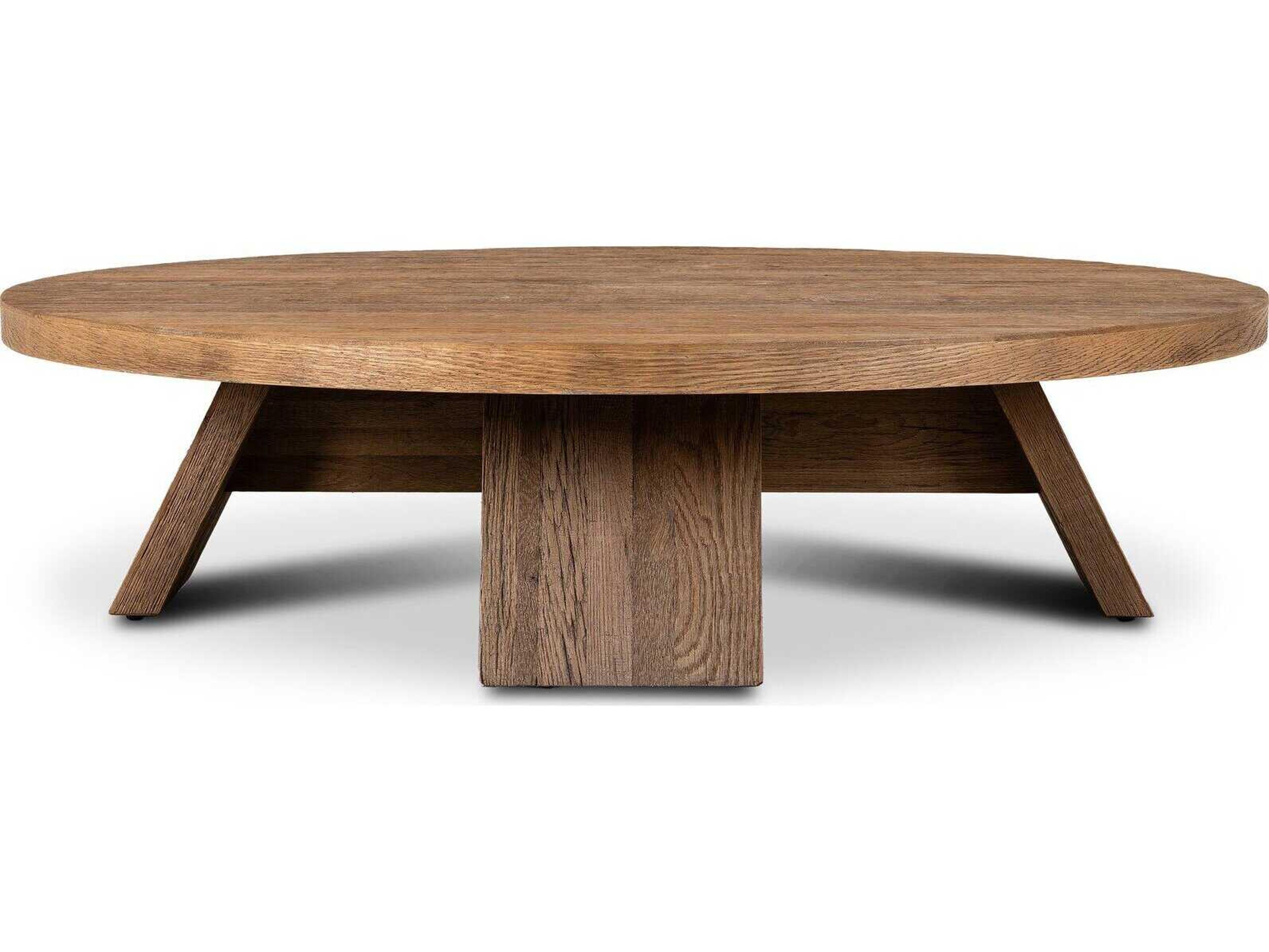 Four Hands Irondale Sparrow Washed Old Oak Resawn Round Wood Coffee Table