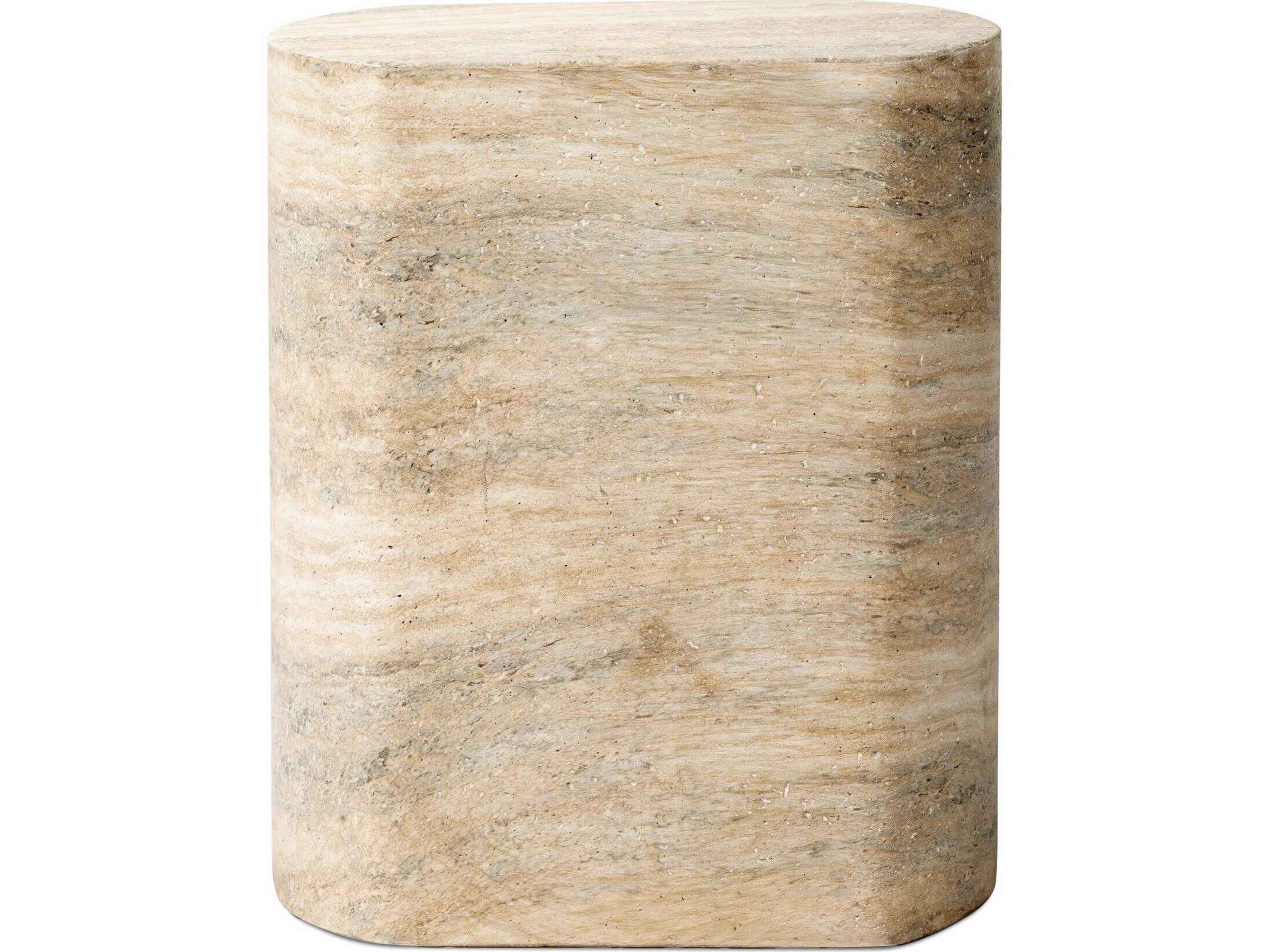 Four Hands Chandler Oval Concrete Textured Sandy Grey End Table