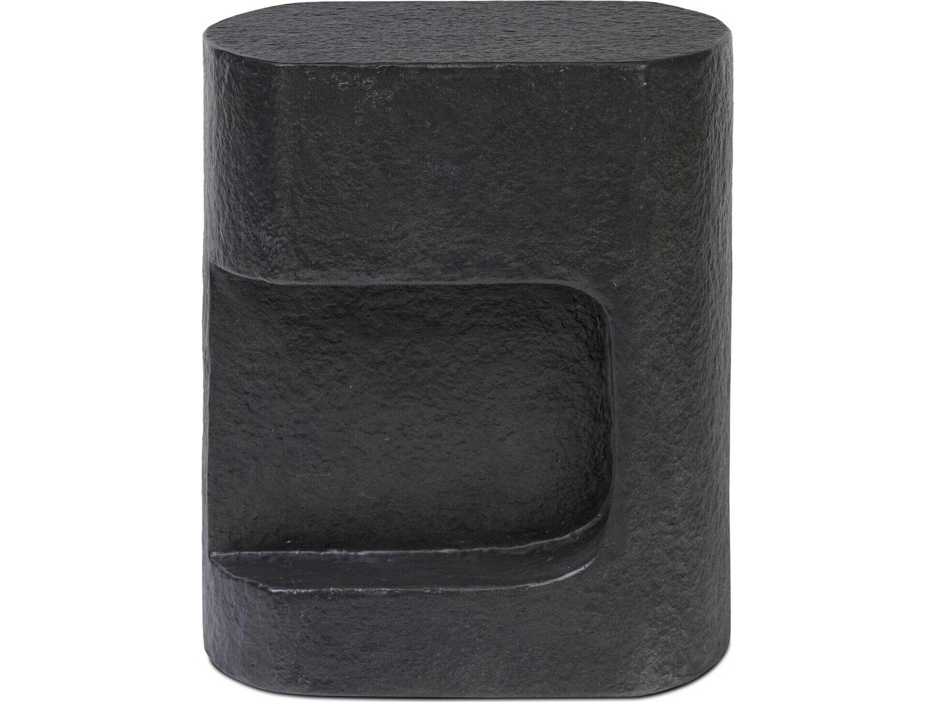 Four Hands Chandler Clementine Distressed Graphite Concrete Oval End Table