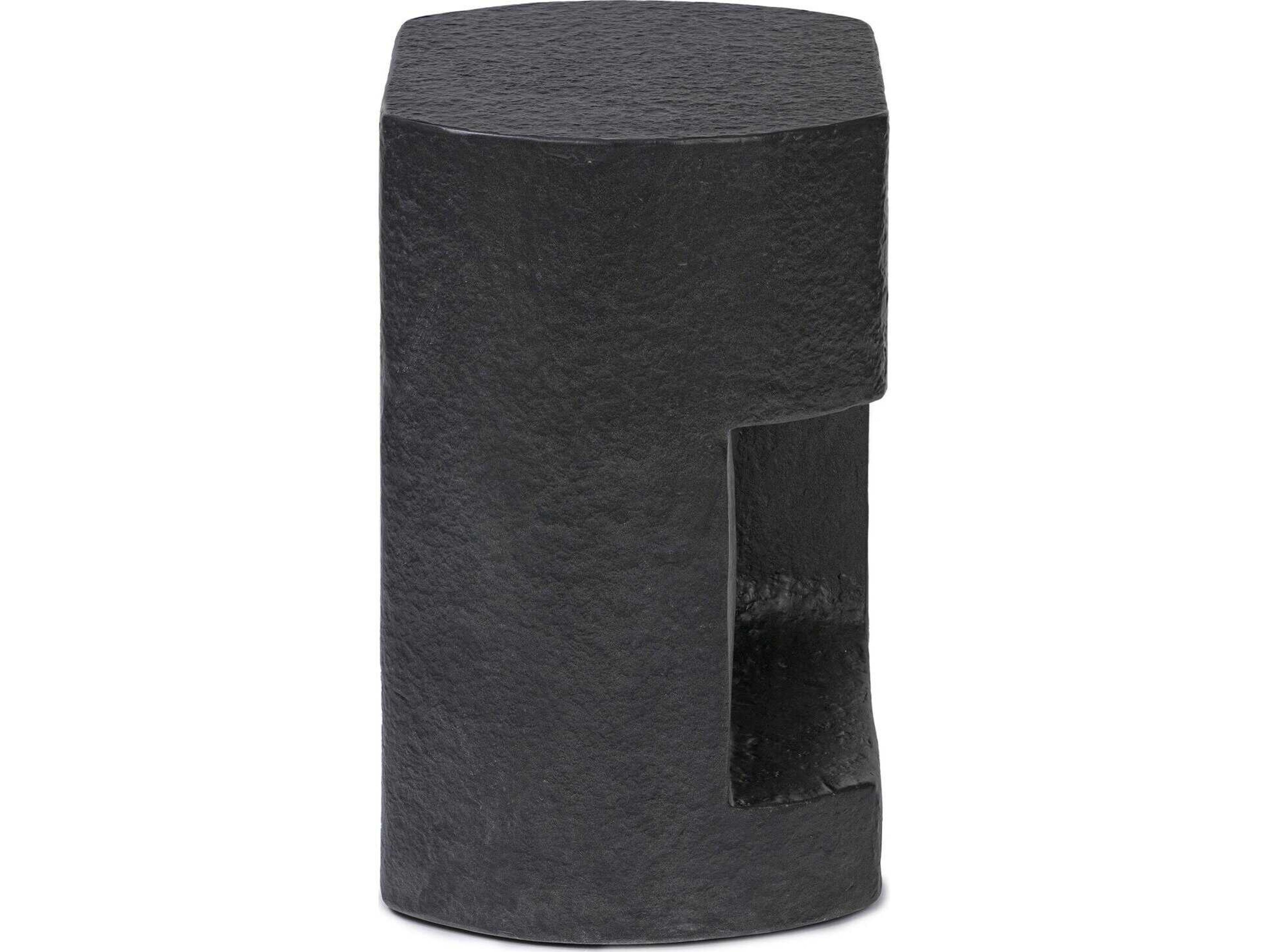 Four Hands Chandler Clementine Distressed Graphite Concrete Oval End Table