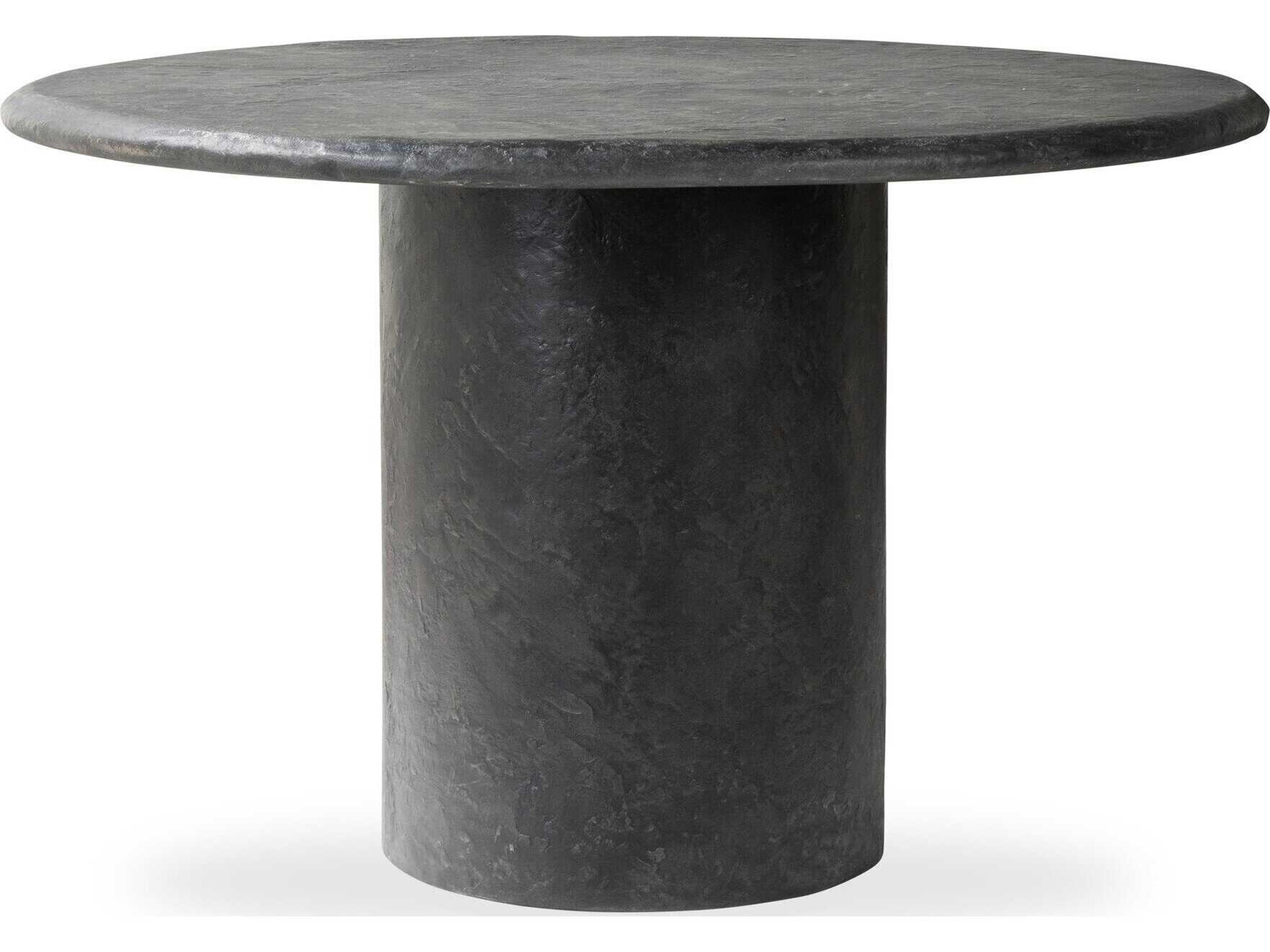 Chandler Round Textured Black Concrete Dining Table