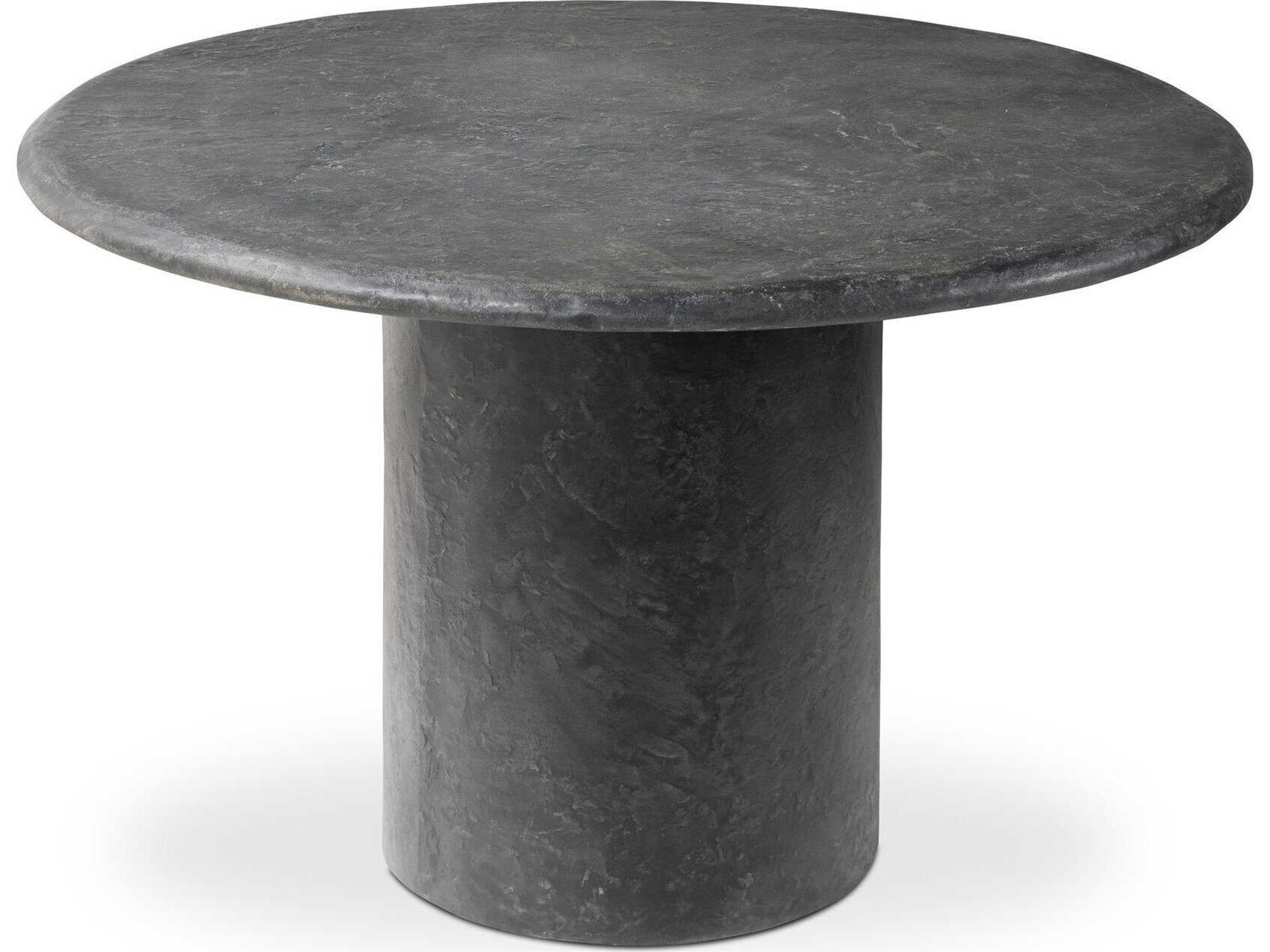 Four Hands Chandler Round Textured Black Concrete Dining Table