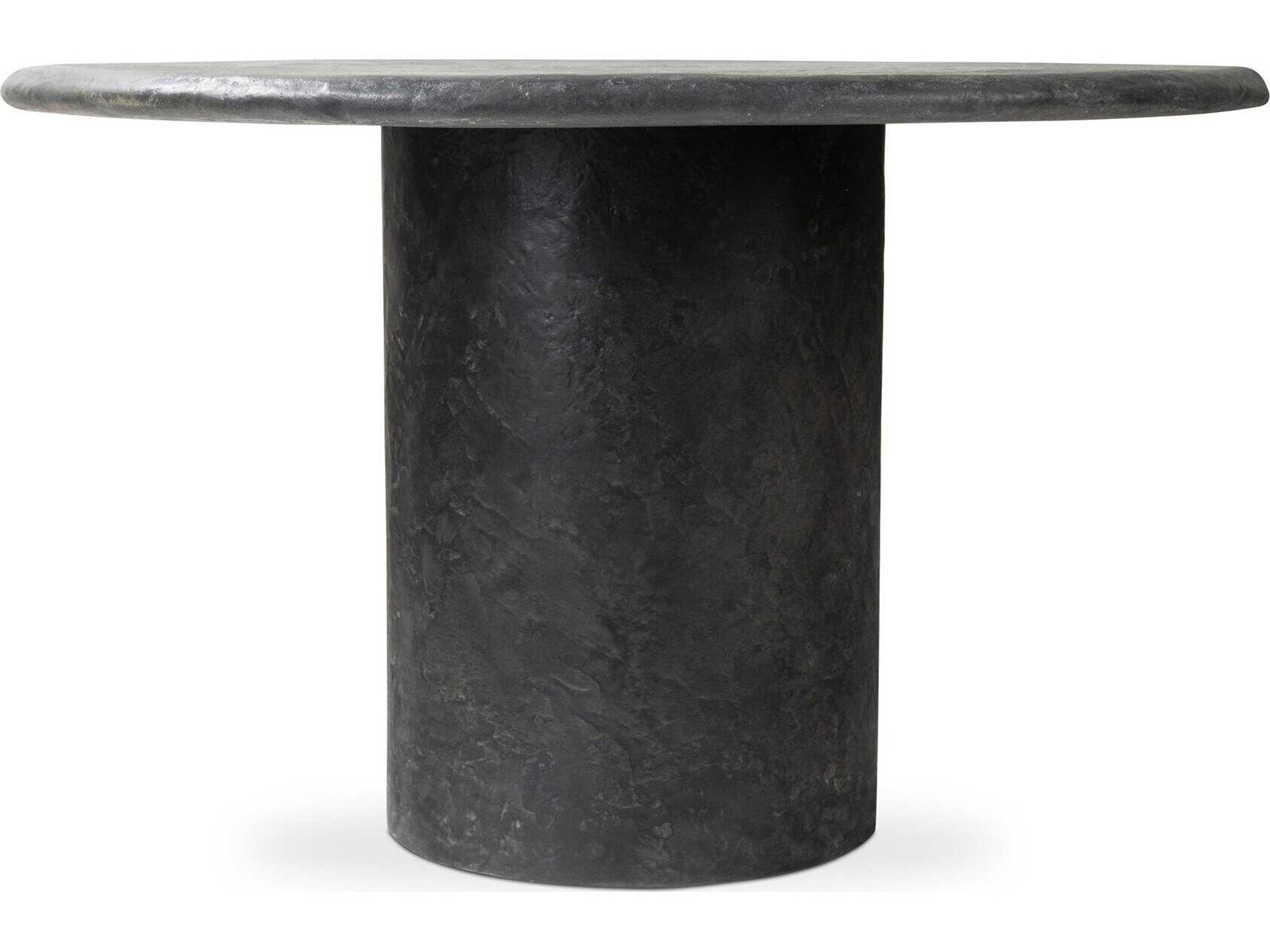 Four Hands Chandler Round Textured Black Concrete Dining Table