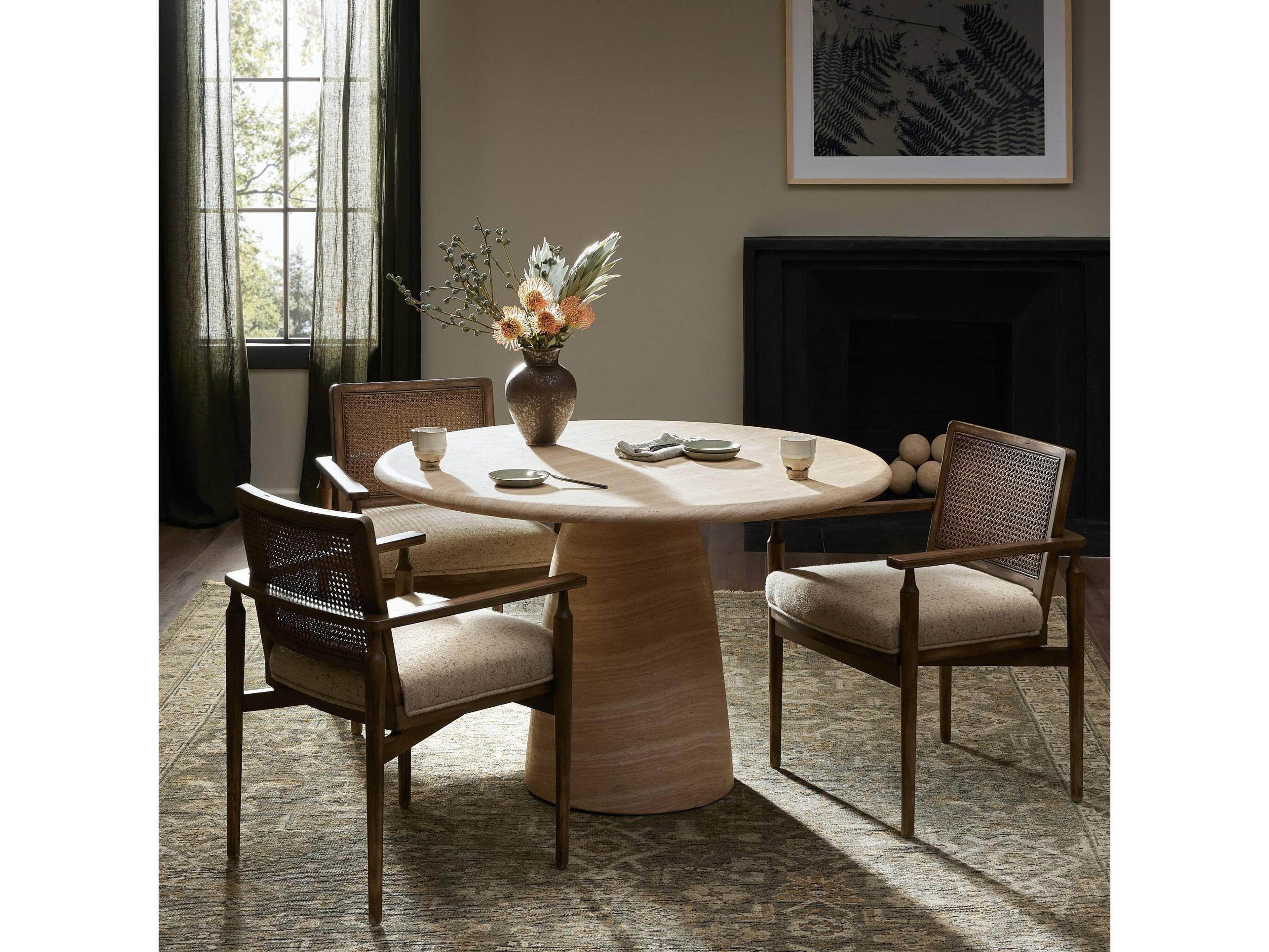Four Hands Chandler Round Concrete Sand Striae Dining Table