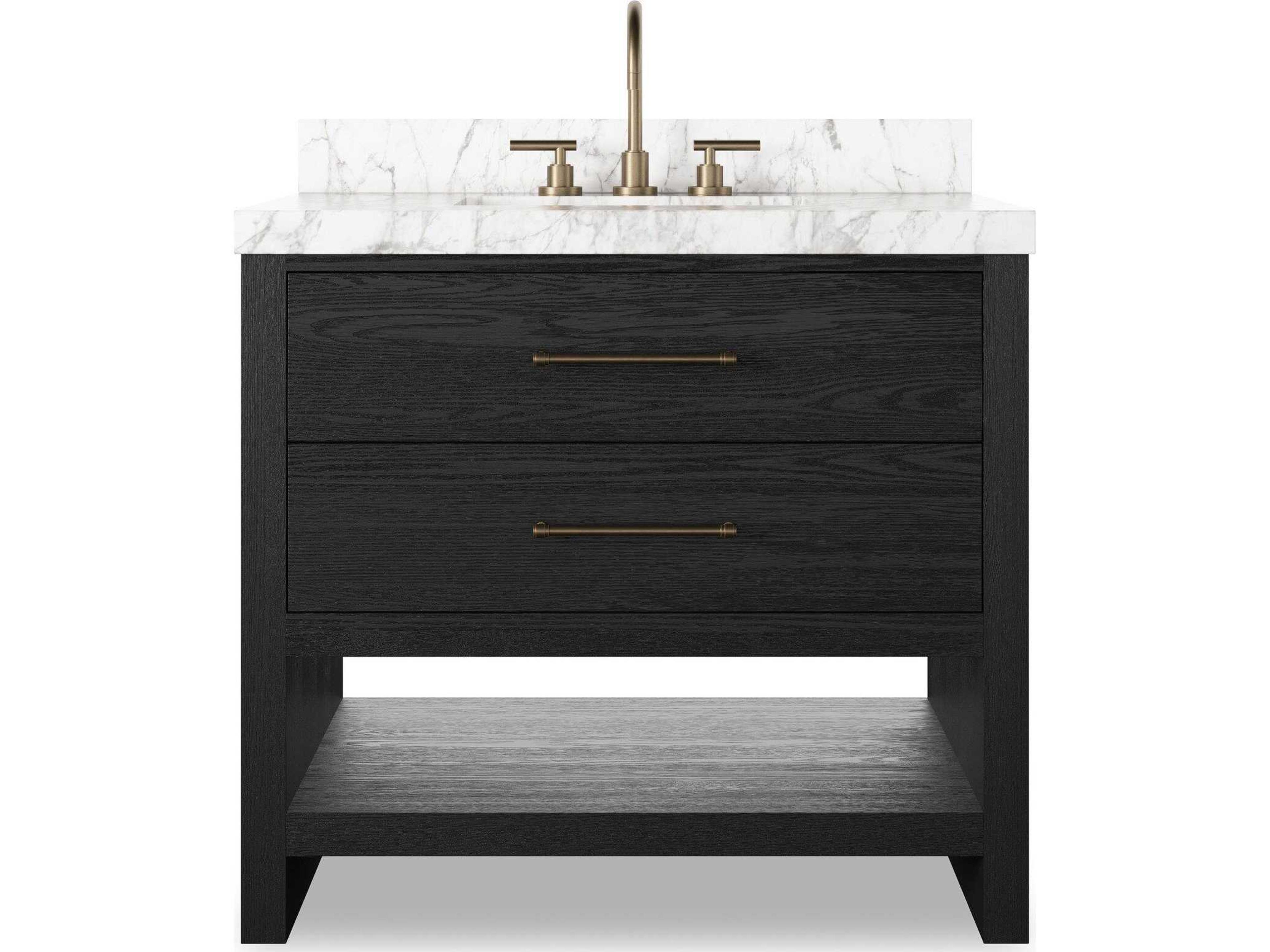 Four Hands Anthem Single Vanity - Black Wash Oak Veneer