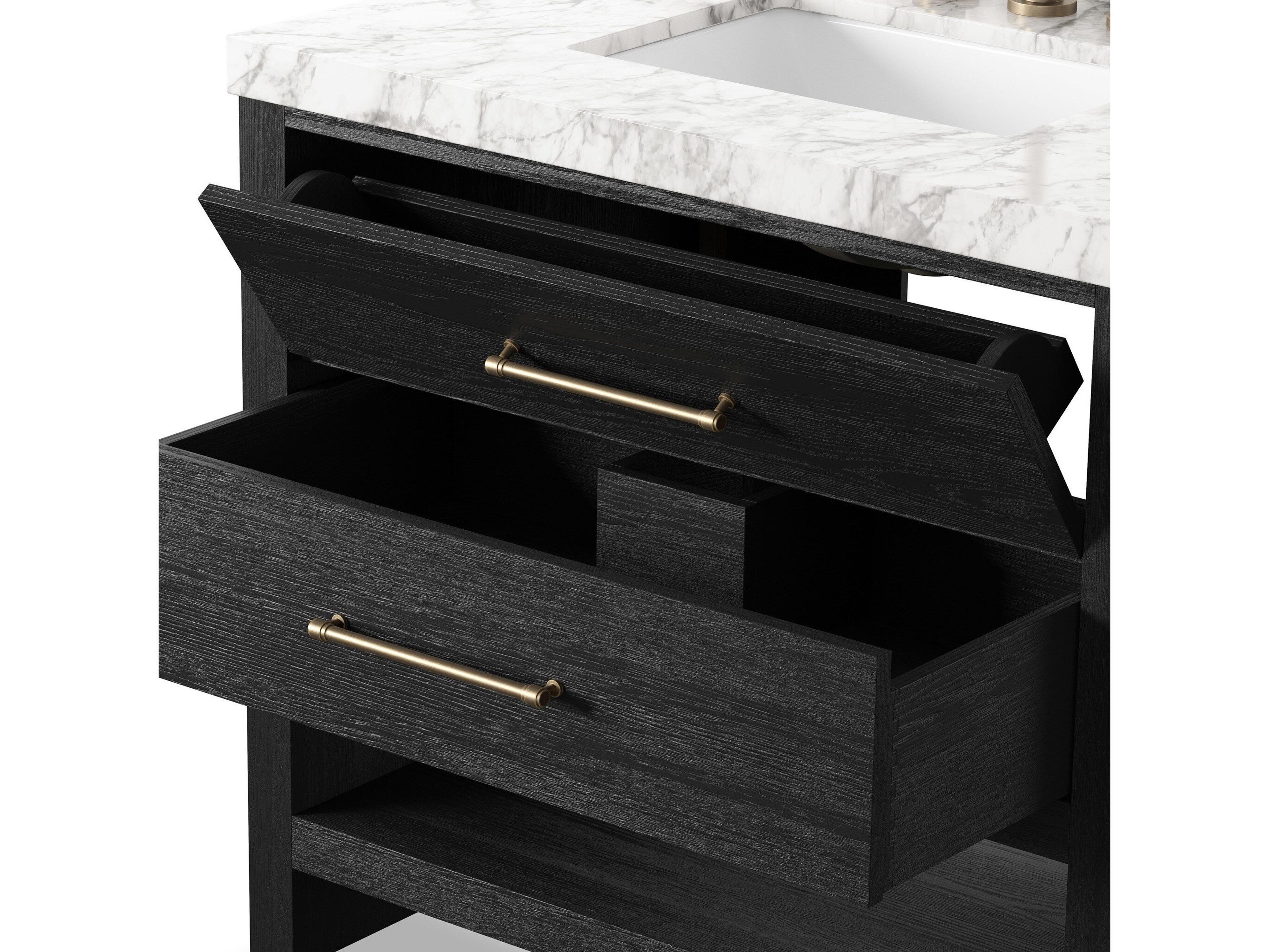 Four Hands Anthem Single Vanity - Black Wash Oak Veneer