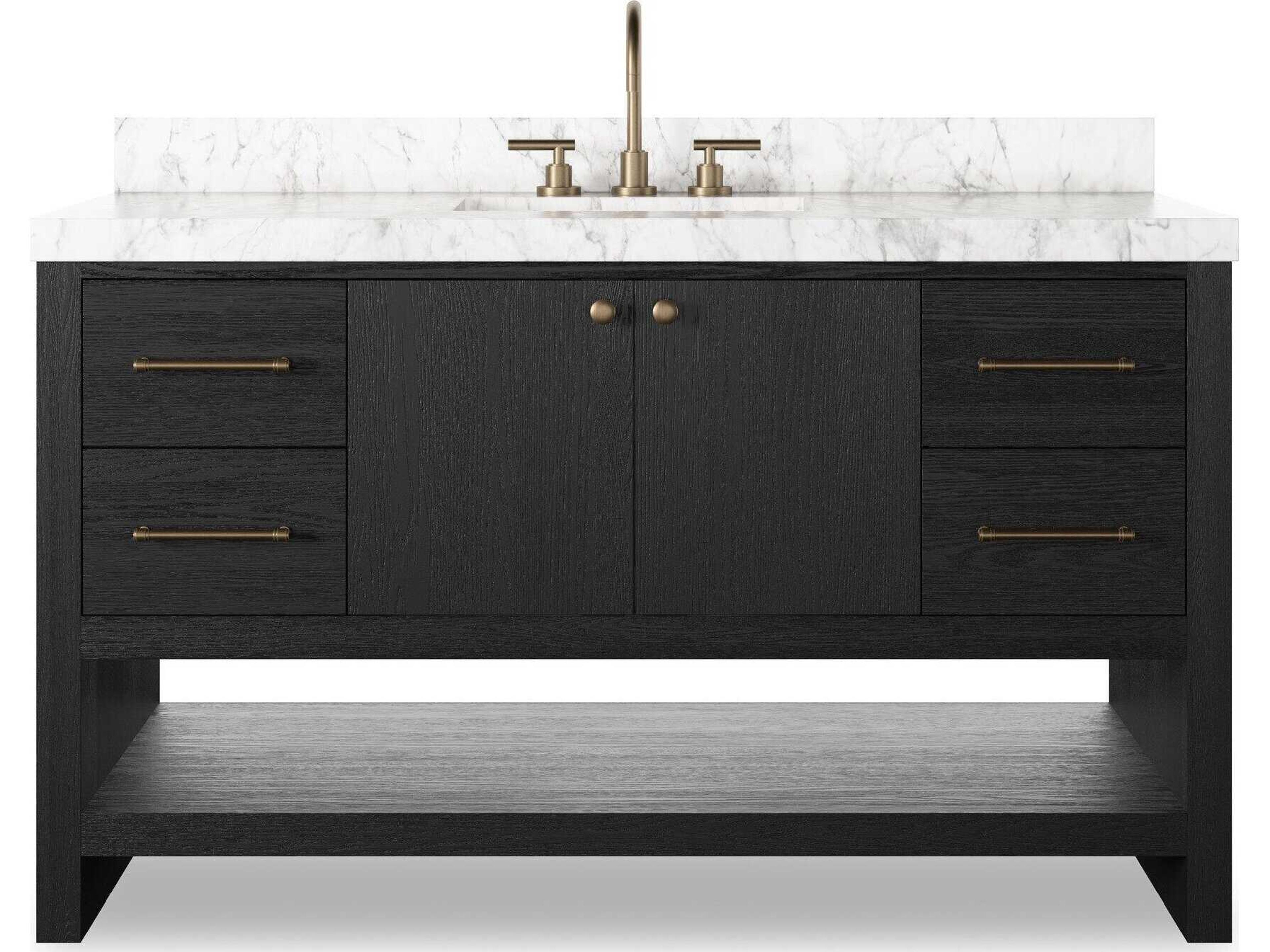 Four Hands Anthem Single Wide Vanity - Black Wash Oak Veneer