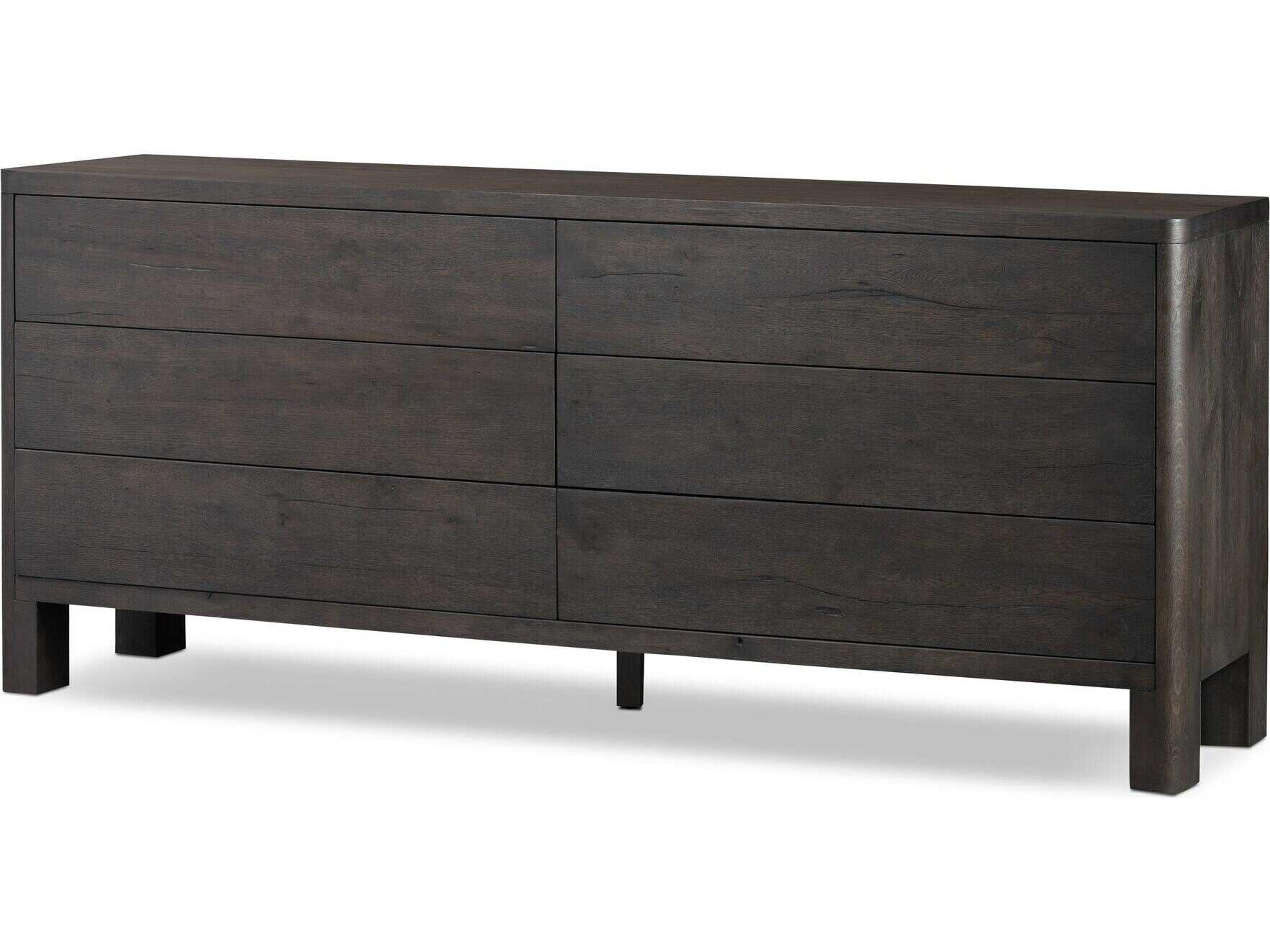 Bolton 6-Drawers Oak Wood Double Dresser