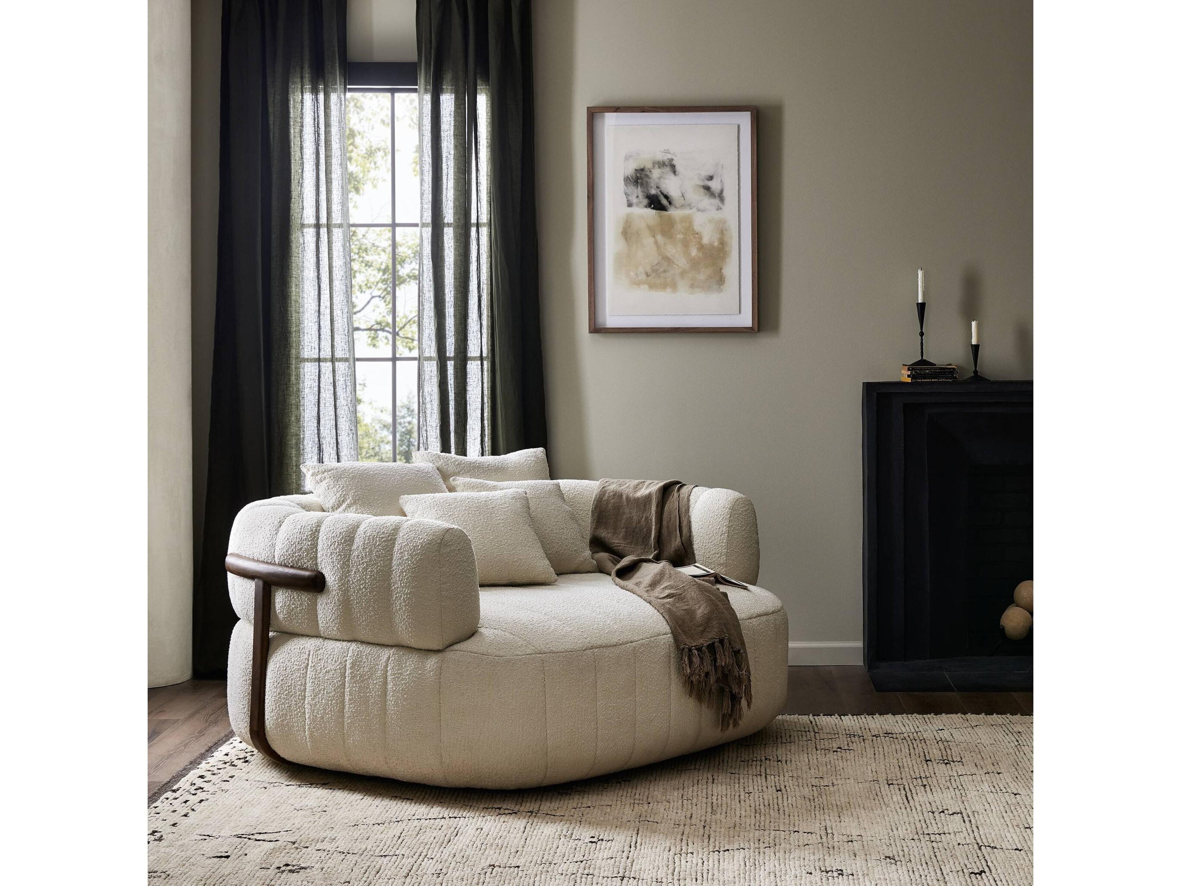 Four Hands Farrow White Fabric Chair and a Half