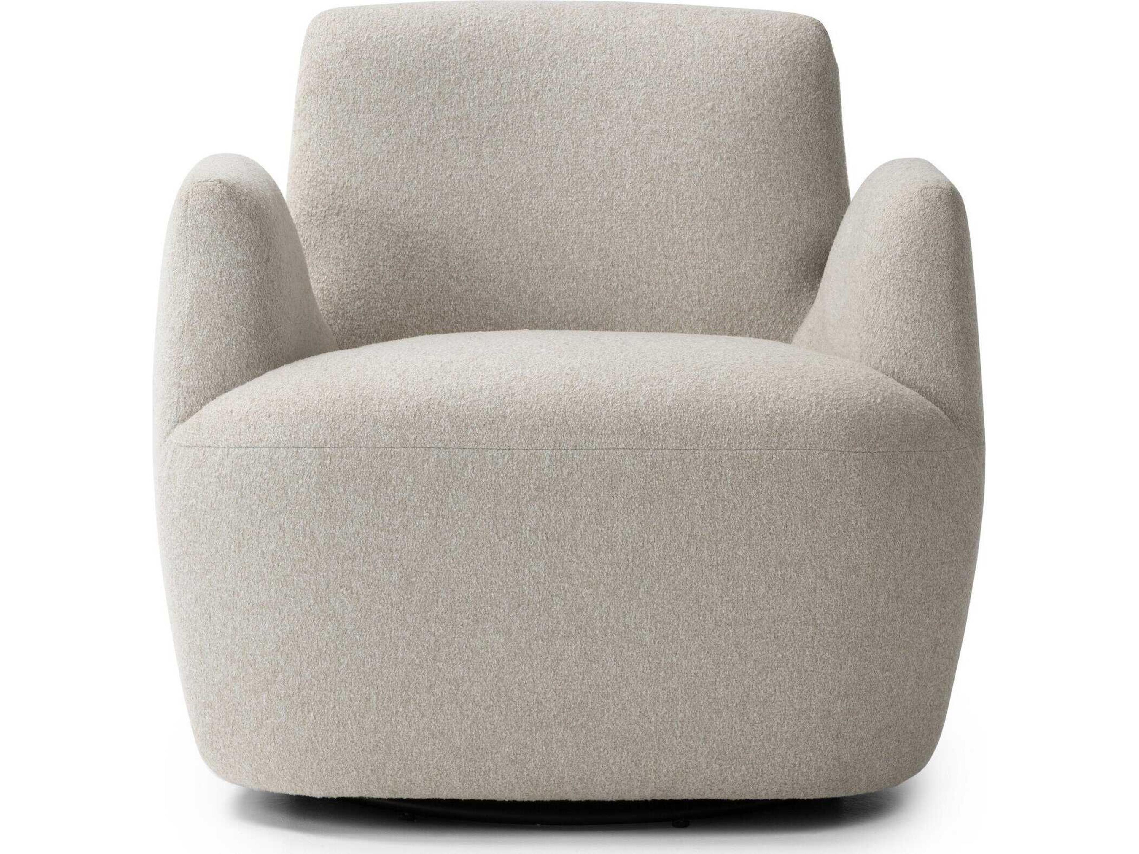 Four Hands Farrow Swivel White Fabric Accent Chair