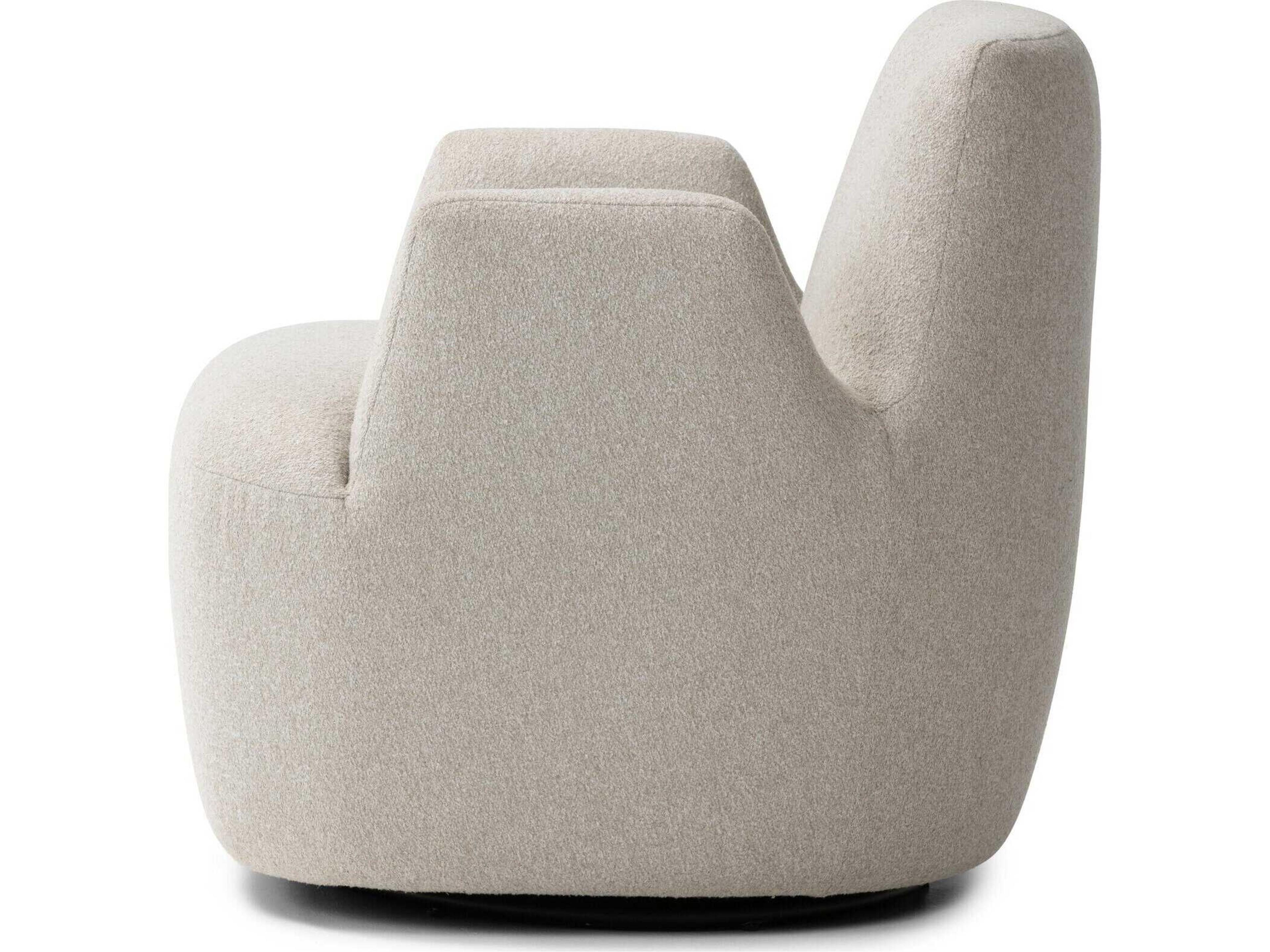 Four Hands Farrow Swivel White Fabric Accent Chair