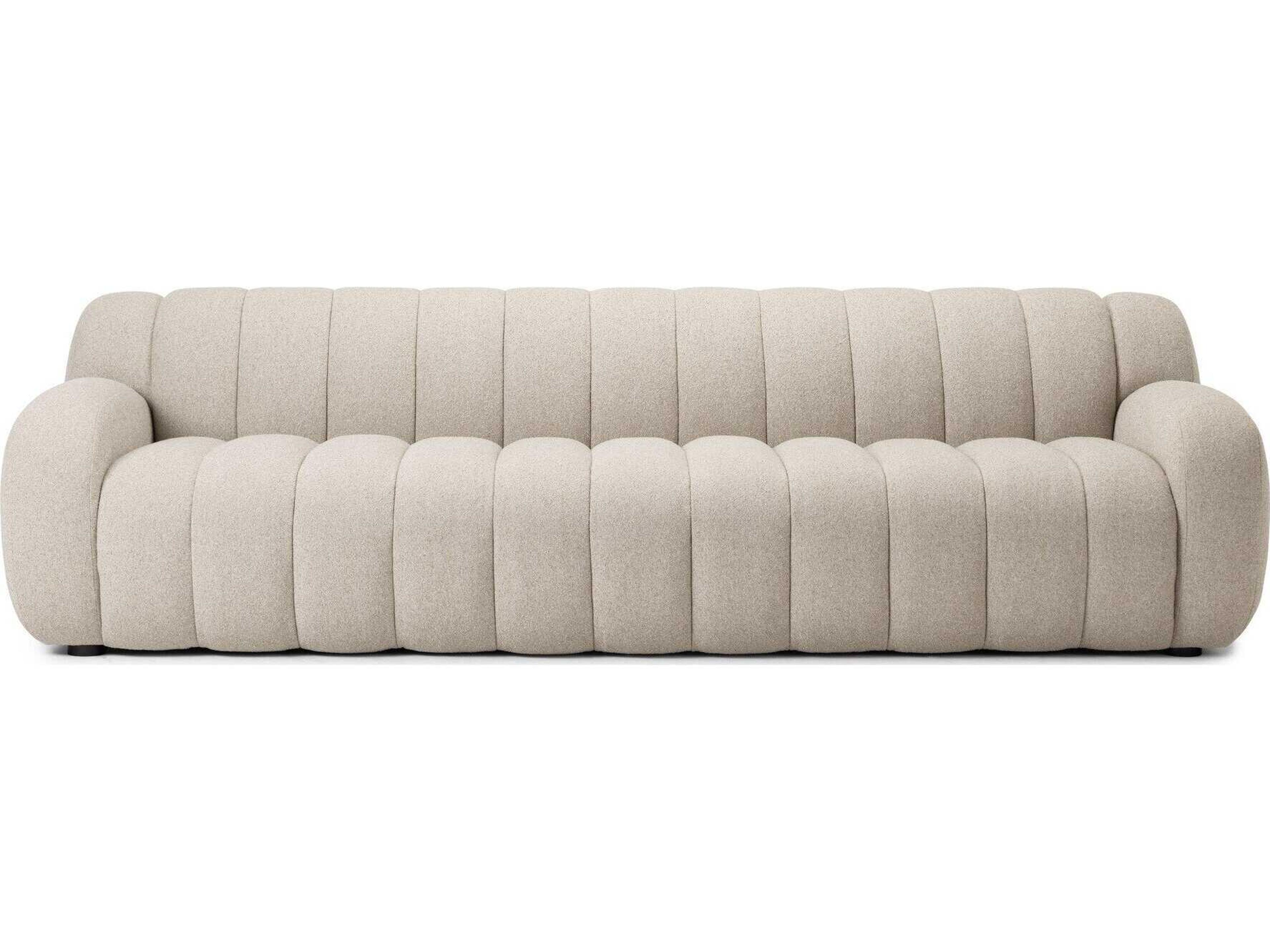 Four Hands Oslo Weslie Flax Black Parawood White Upholstered Sofa