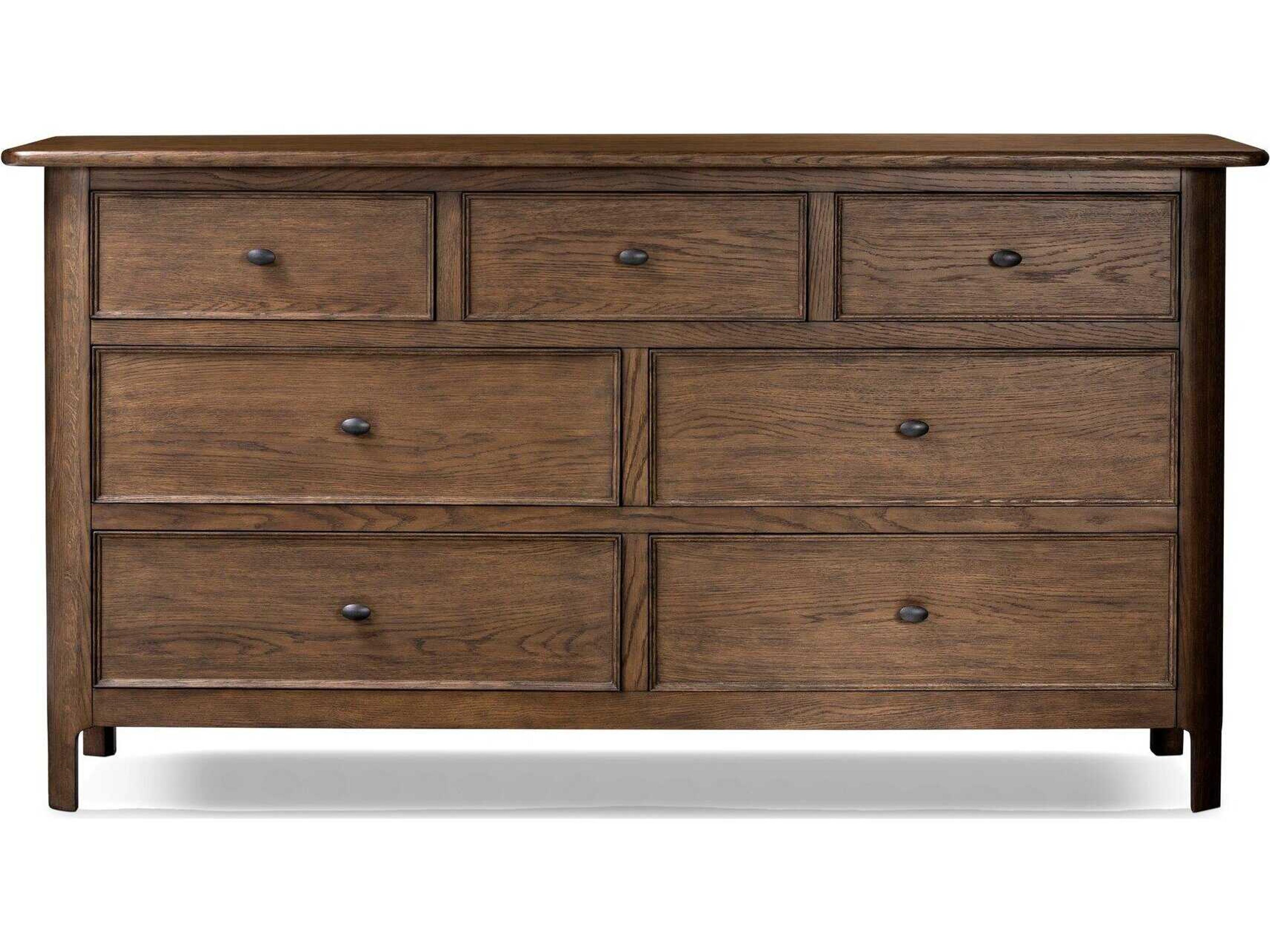 Four Hands Bolton 7-Drawers Brown Oak Wood Double Dresser