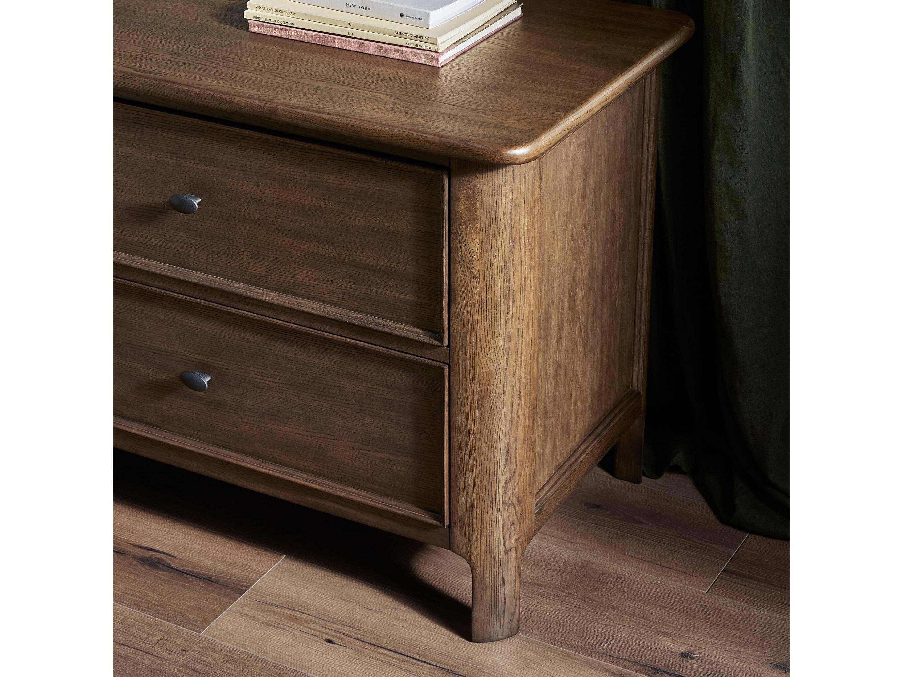 Four Hands Bolton 2-Drawers Brown Oak Wood Nightstand
