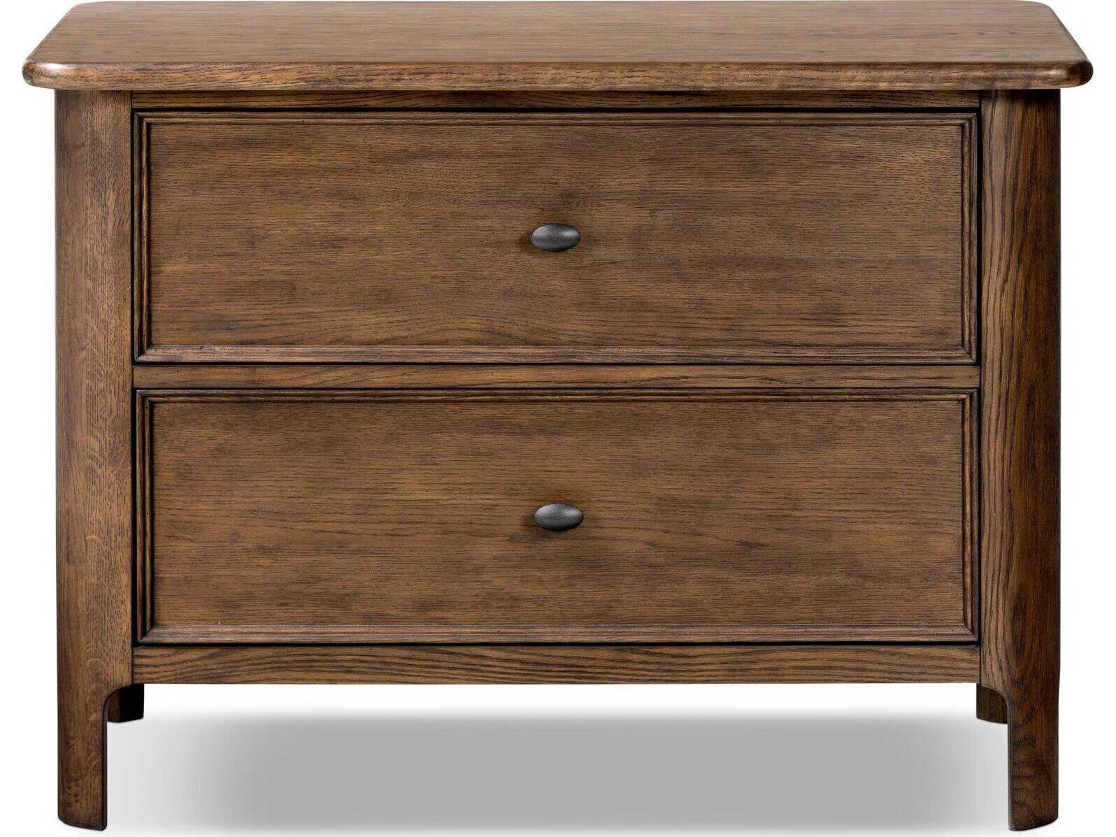 Four Hands Bolton 2-Drawers Brown Oak Wood Nightstand