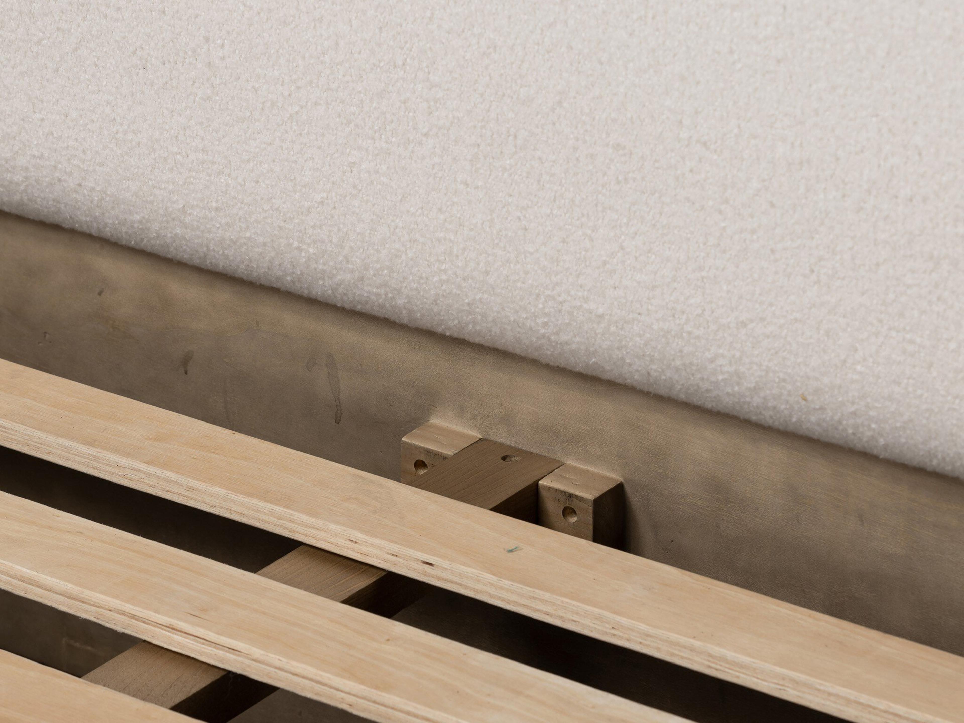 Four Hands Bolton White Oak Wood Upholstered Queen Platform Bed