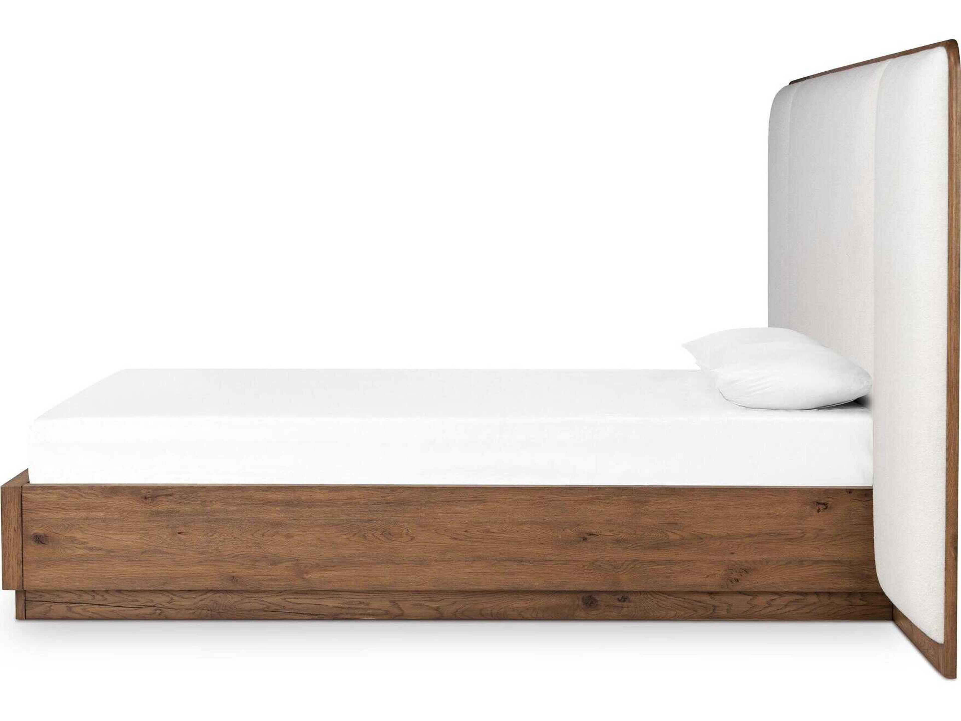 Four Hands Bolton White Oak Wood Upholstered King Platform Bed