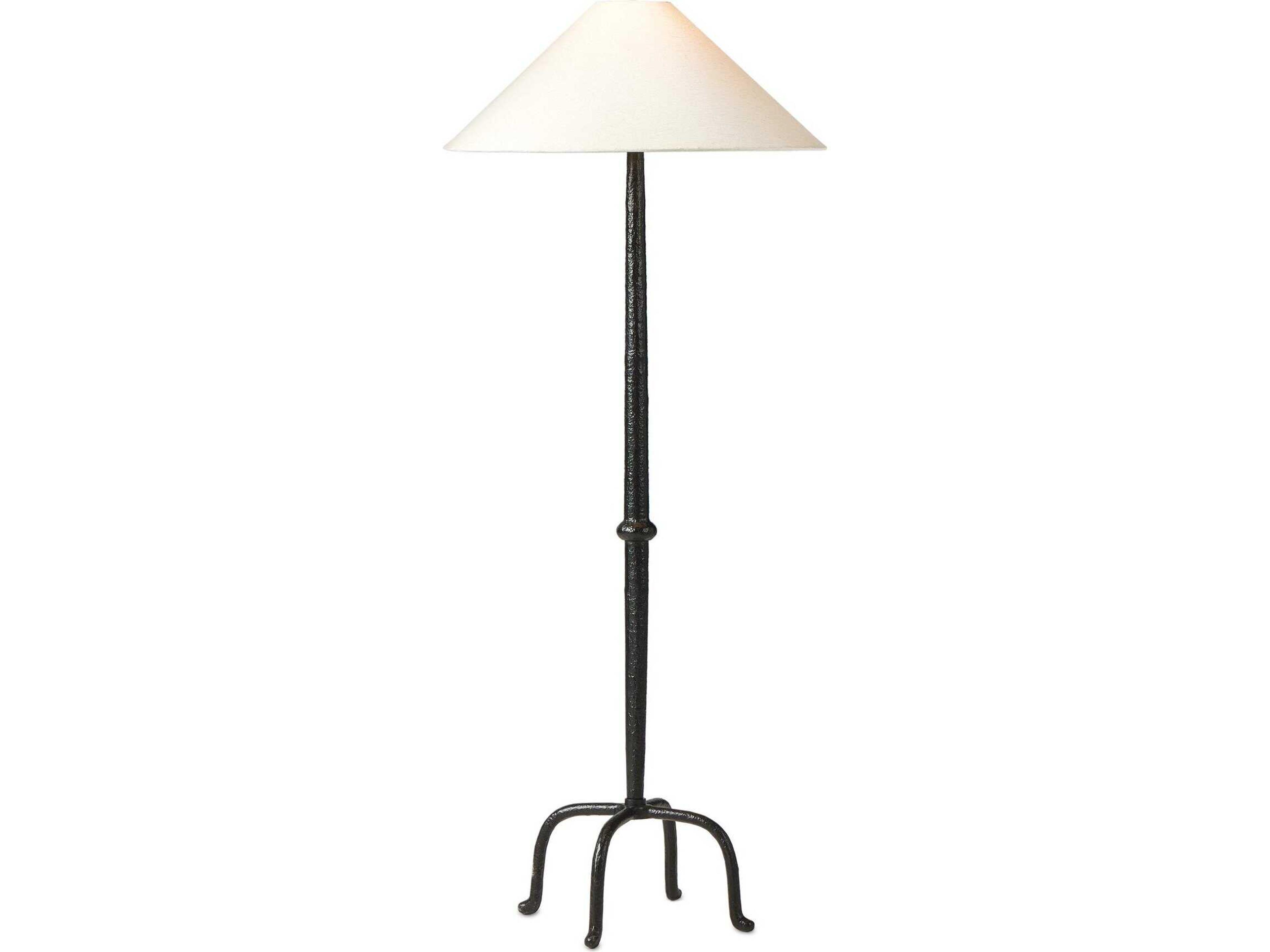 Asher Matte Black Cast Aluminum Light Beige Floor Lamp