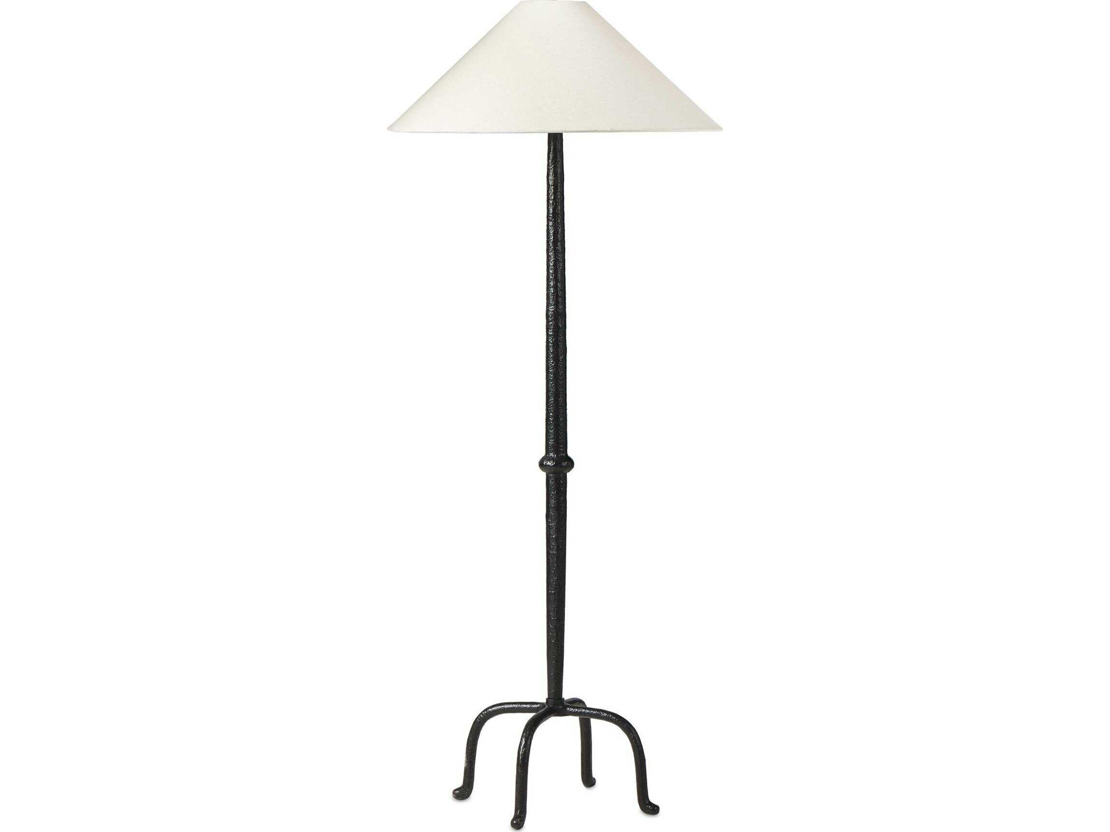 Four Hands Asher Matte Black Cast Aluminum Light Beige Floor Lamp