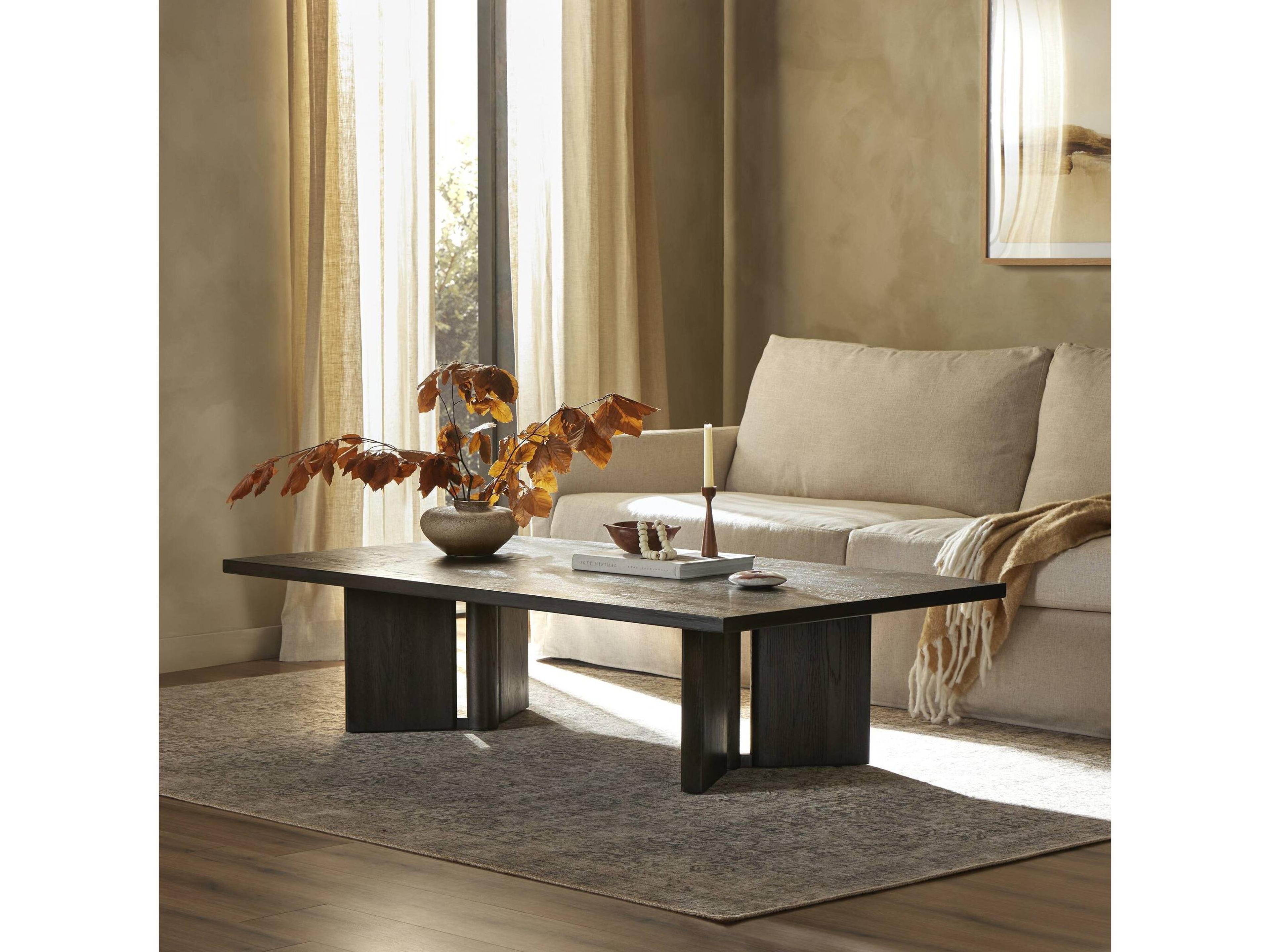 Four Hands Haiden Rectangular Wood Smoked Black Veneer Coffee Table