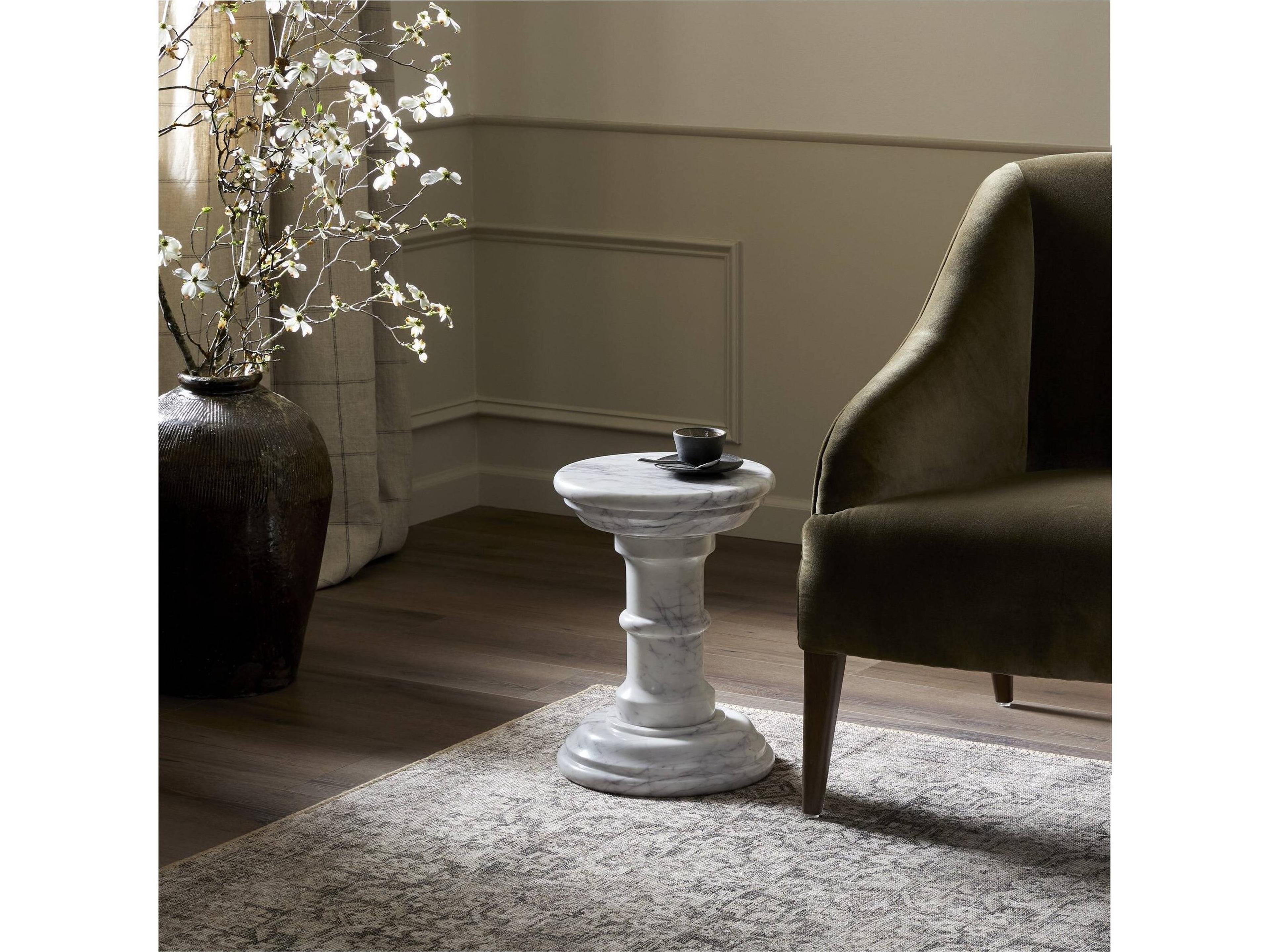 Four Hands Marlow Cyprus Round Marble End Table