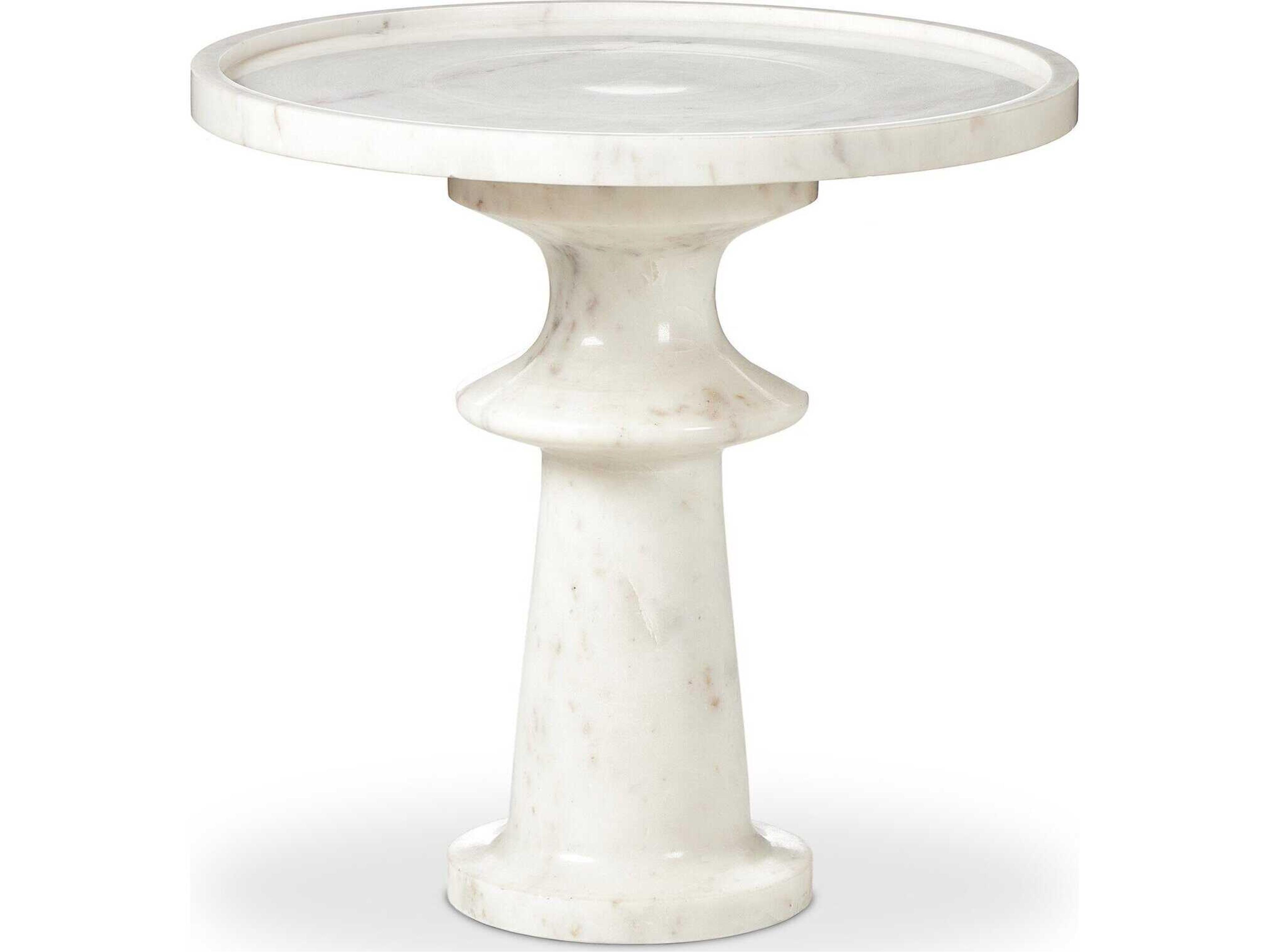 Four Hands Marlow Skylar Polished White Marble Round Marble End Table