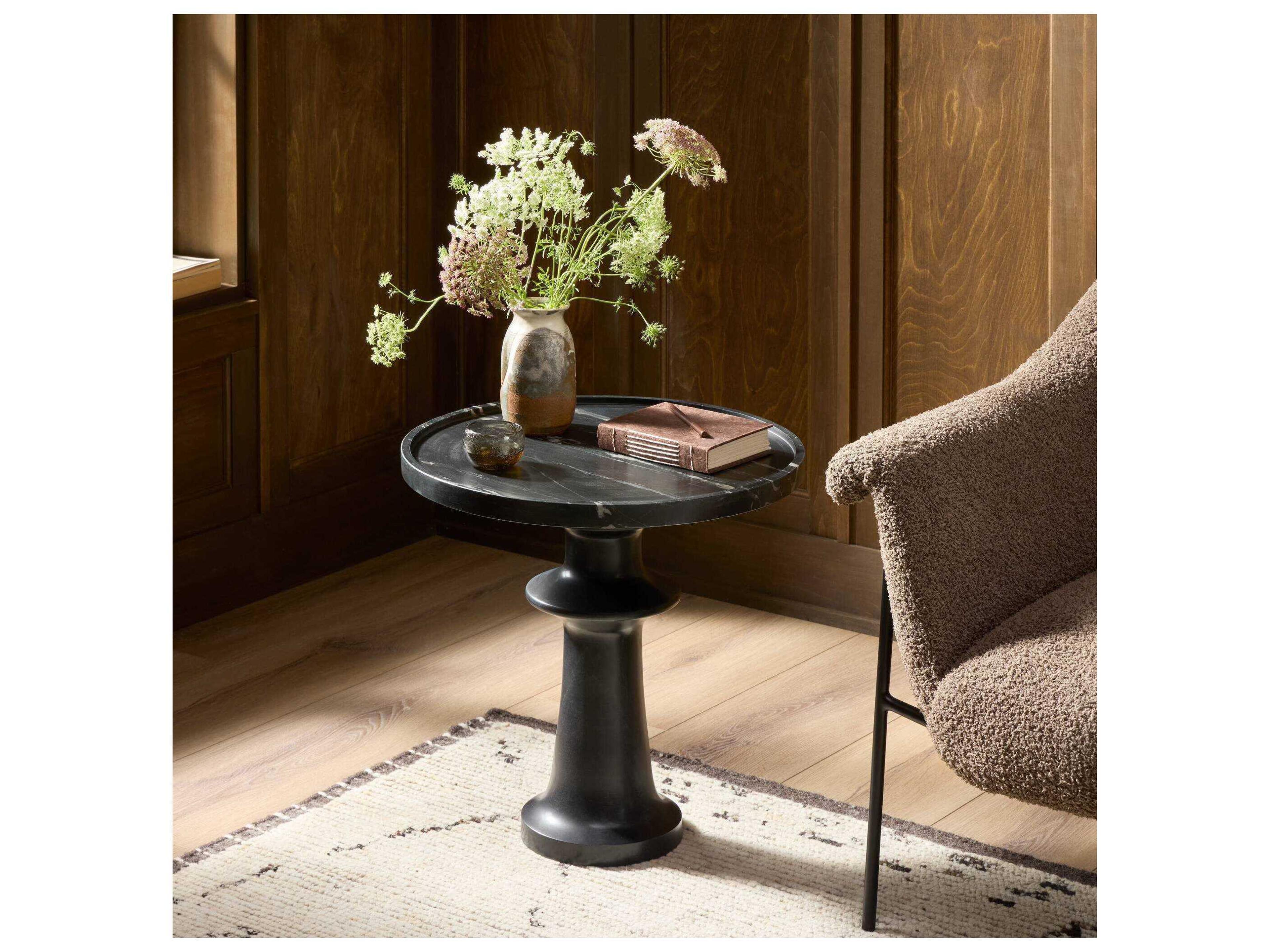 Four Hands Marlow Skylar Round Marble End Table