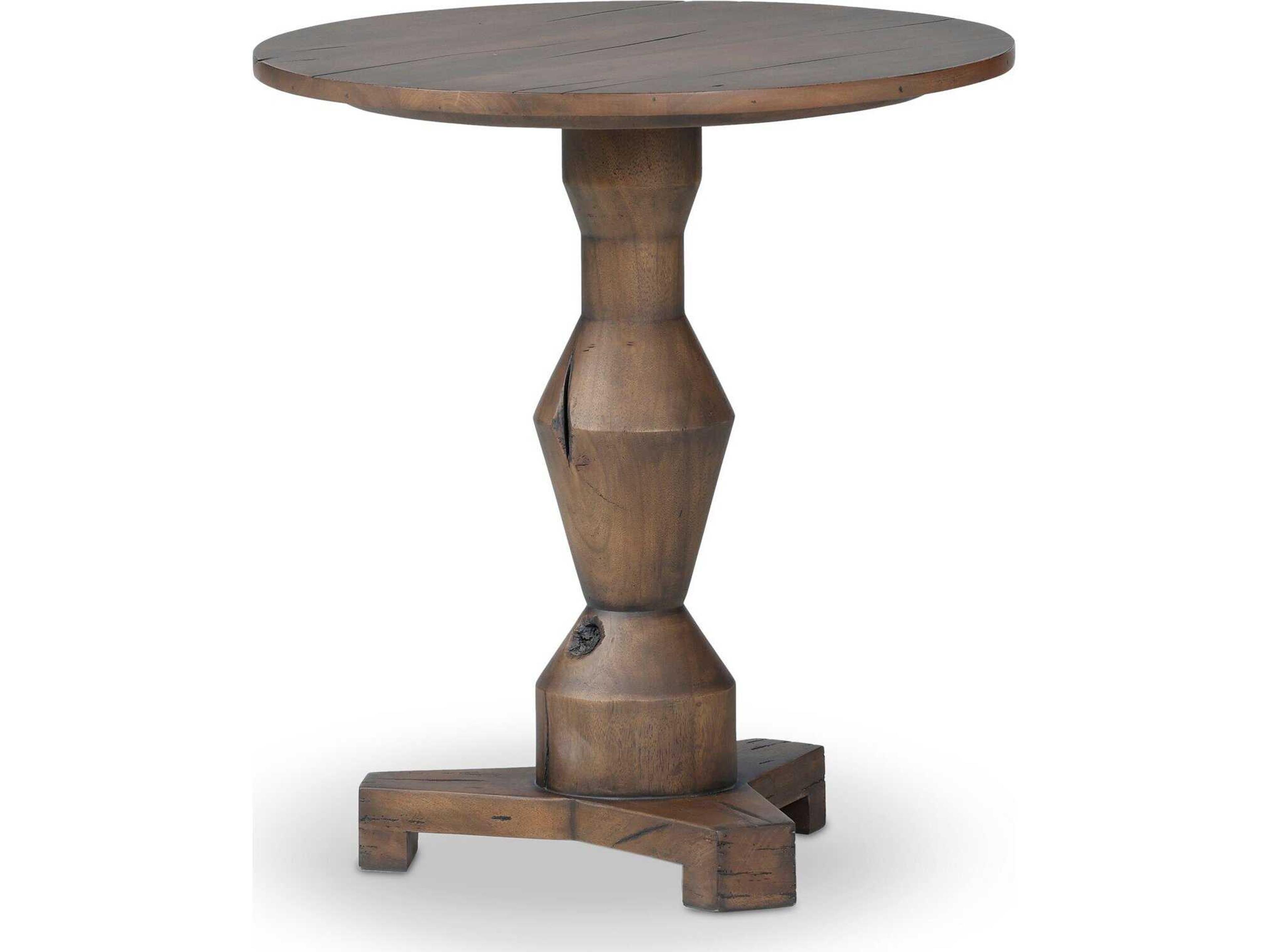 Rivi End Table Reclaimed Wood Pedestal Accent