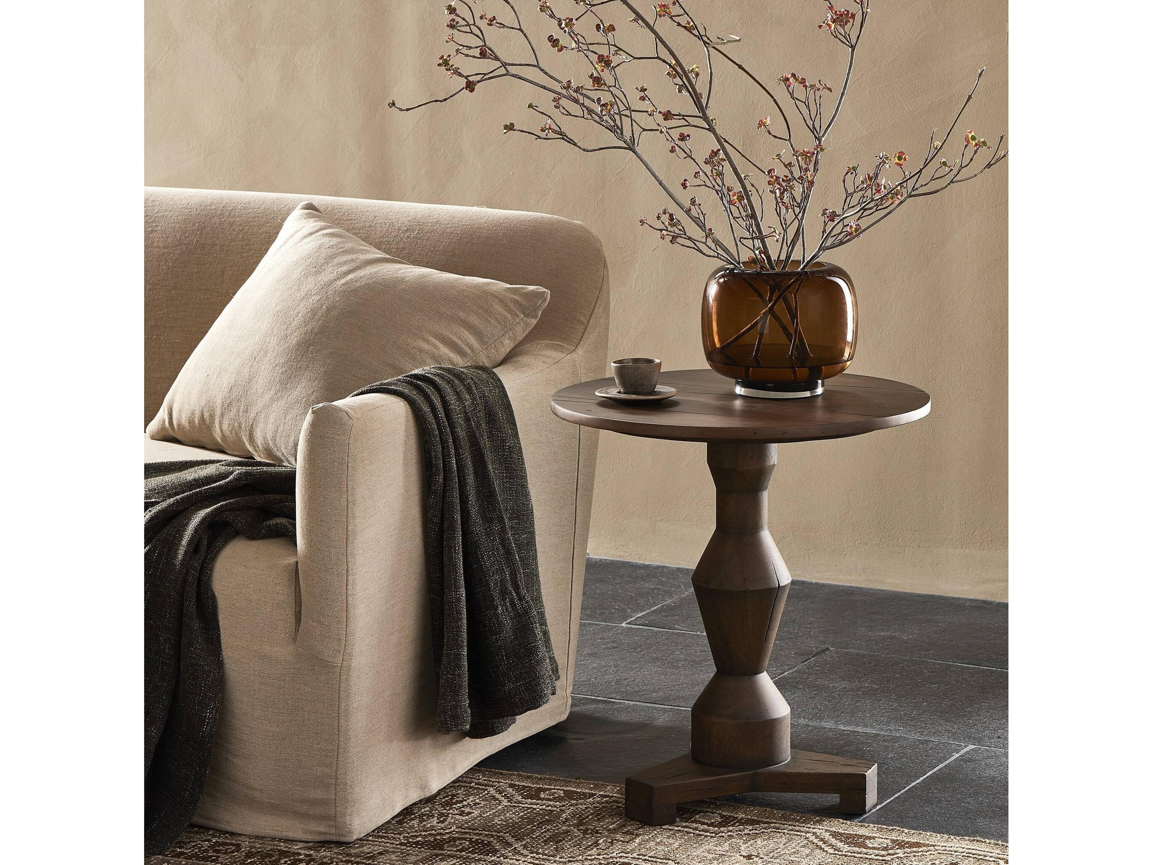 Four Hands Harmon Rivi Round Wood End Table